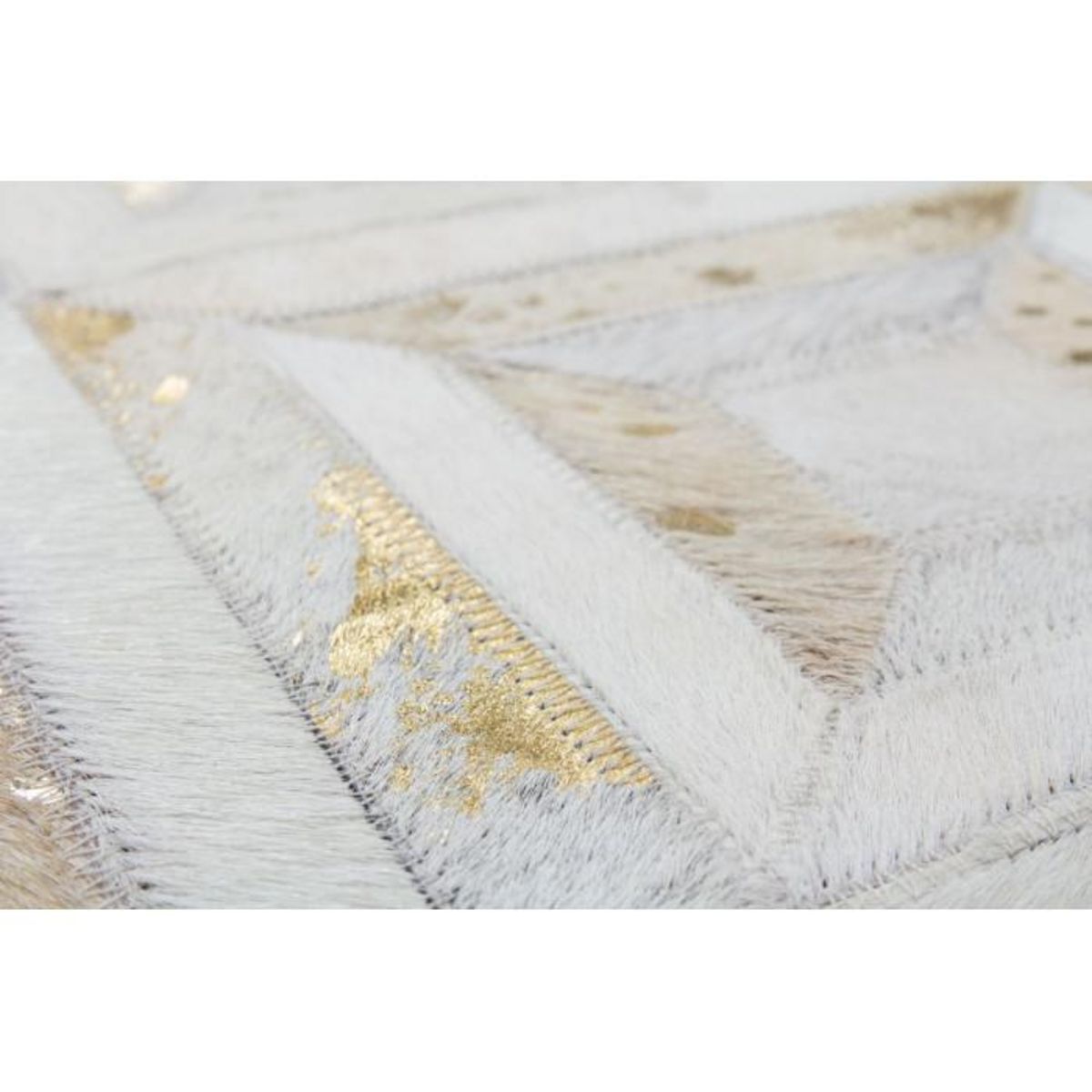 Paris Prix Tapis en Cuir Fait Main  Spark  Ivoire & Or