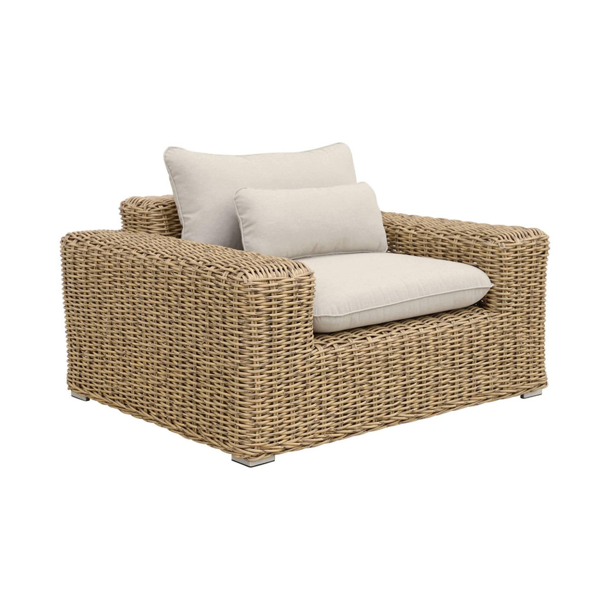SWEEEK Salon de jardin extra large pour 4 personnes en résine beige - Gubbio - coussin beige