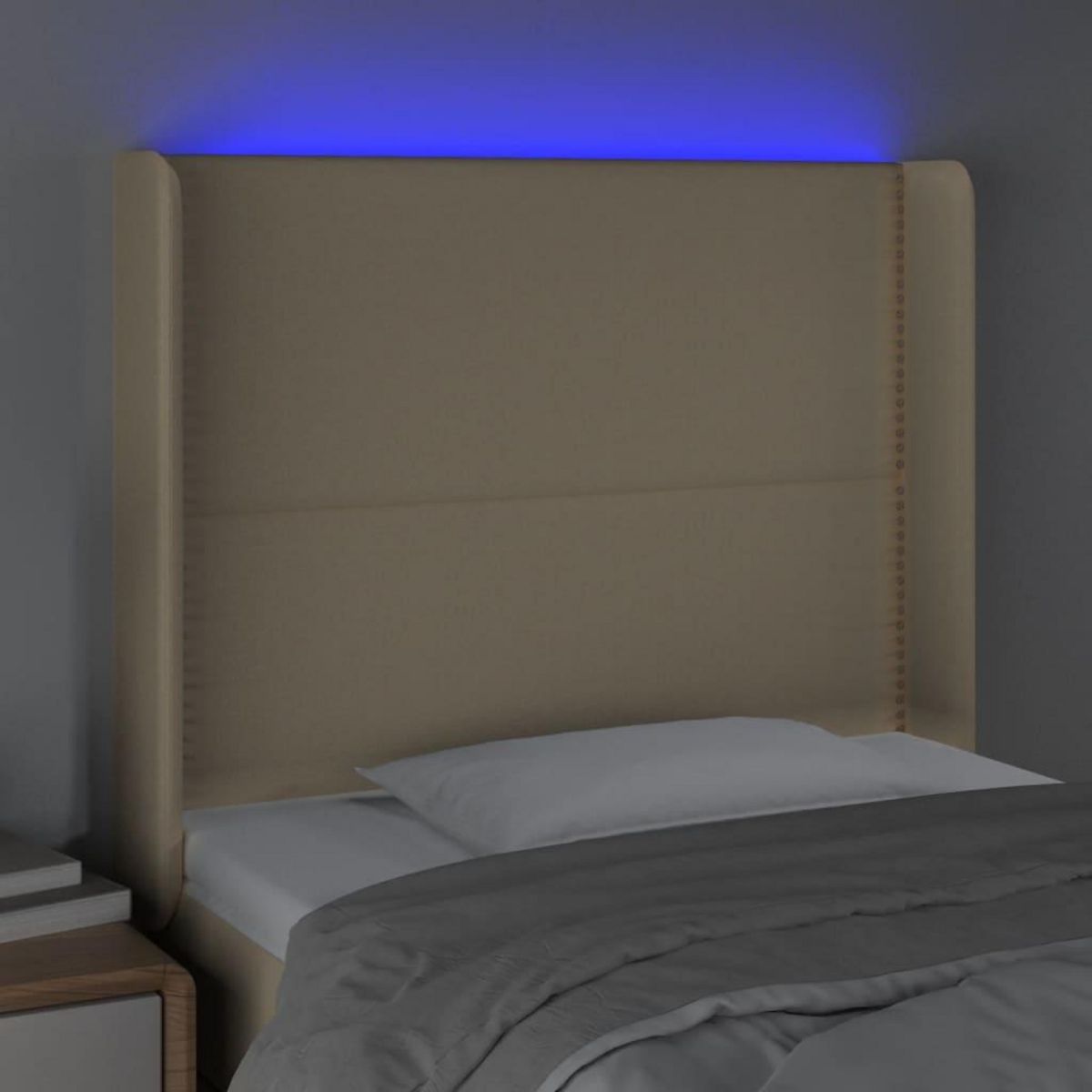 VIDAXL Tete de lit a LED Creme 93x16x118/128 cm Tissu
