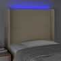 Voir la diapositive 4 : VIDAXL Tete de lit a LED Creme 93x16x118/128 cm Tissu
