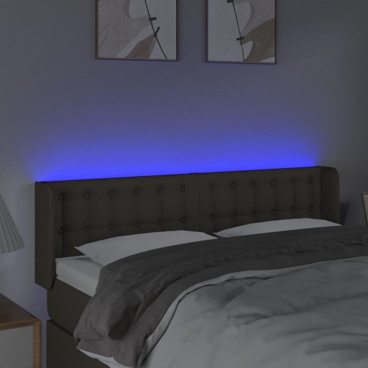 VIDAXL Tete de lit a LED Taupe 147x16x78/88 cm Tissu