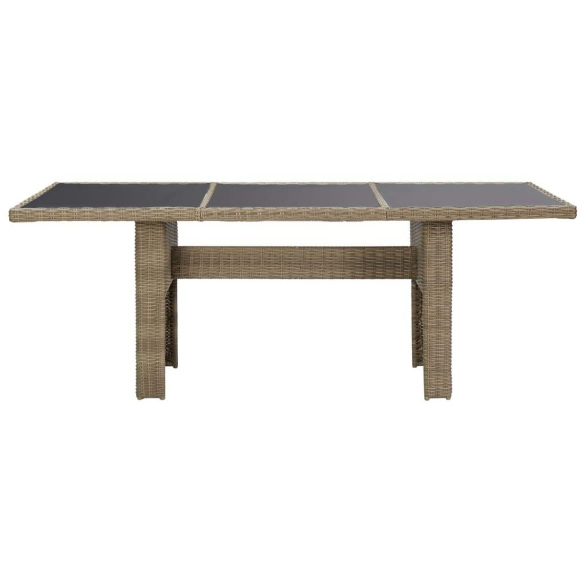 VIDAXL Table a manger Marron 200x100x74 cm Verre et resine tressee
