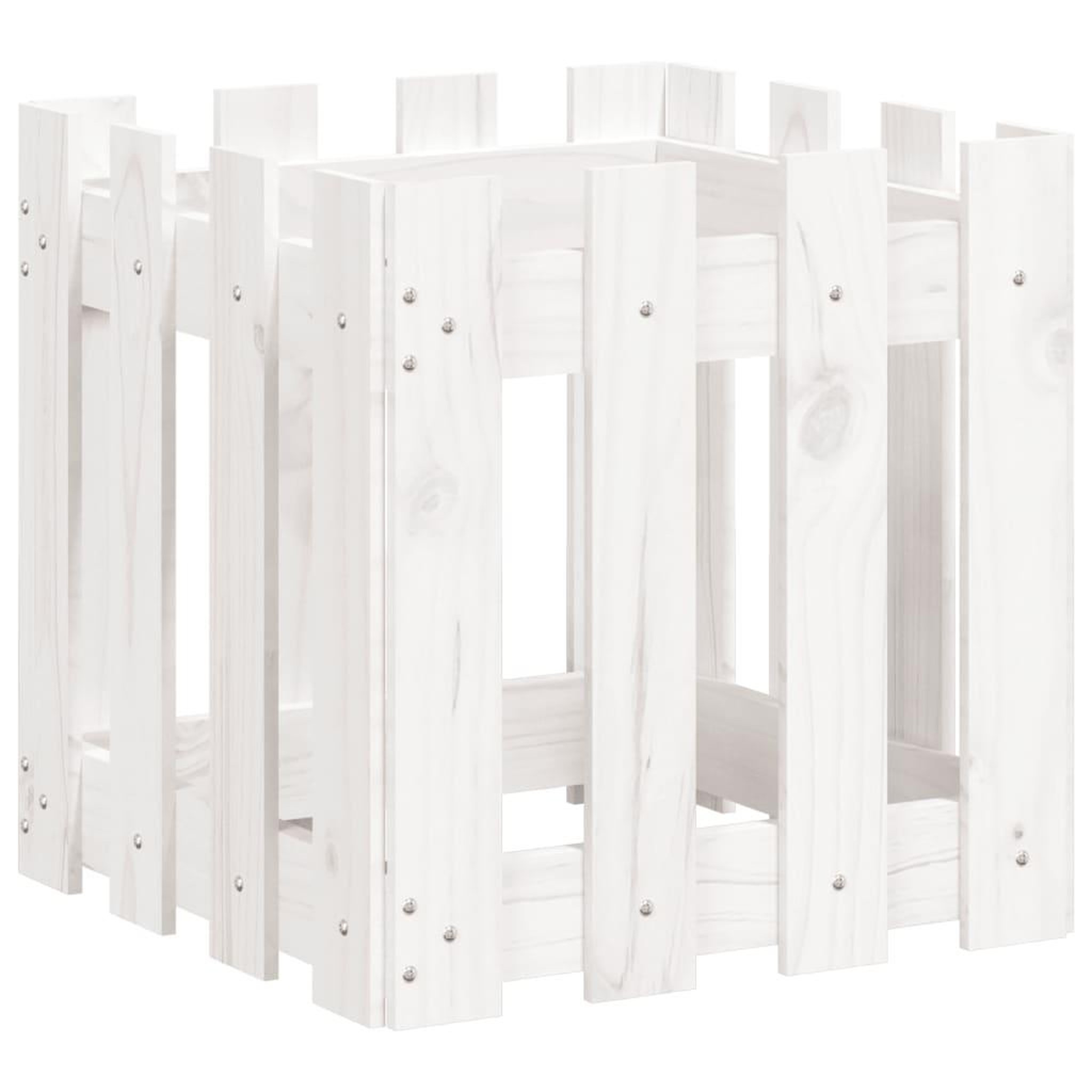 Voir la diapositive 4 : VIDAXL Jardiniere avec design de cloture blanc 40x40x40 cm pin massif