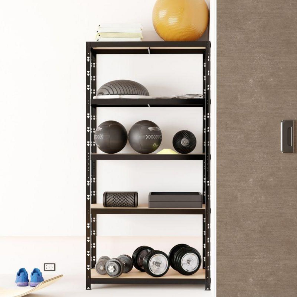 EUROSPEN Etagère de Rangement modulable et polyvalente pour atelier, garage, cave...Charges Lourdes180x90x40cm - Noir