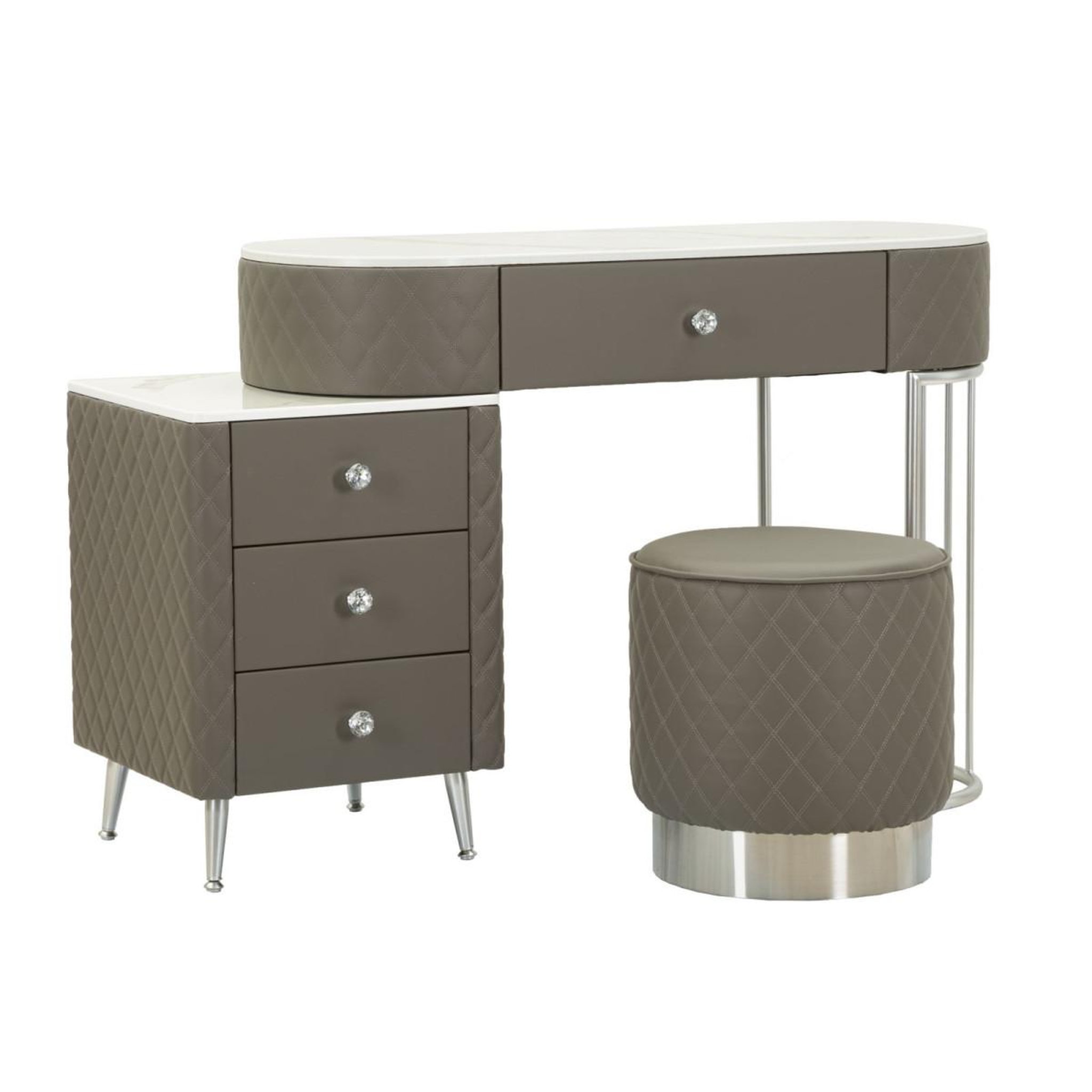 Paris Prix Coiffeuse avec pouf effet marbre  sharon  120 gris & argent