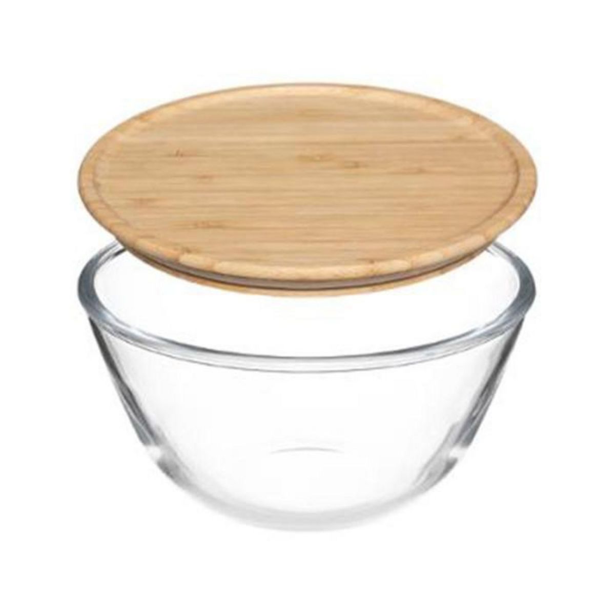 FIVE Saladier en Verre  Couvercle Bambou  1L Transparent
