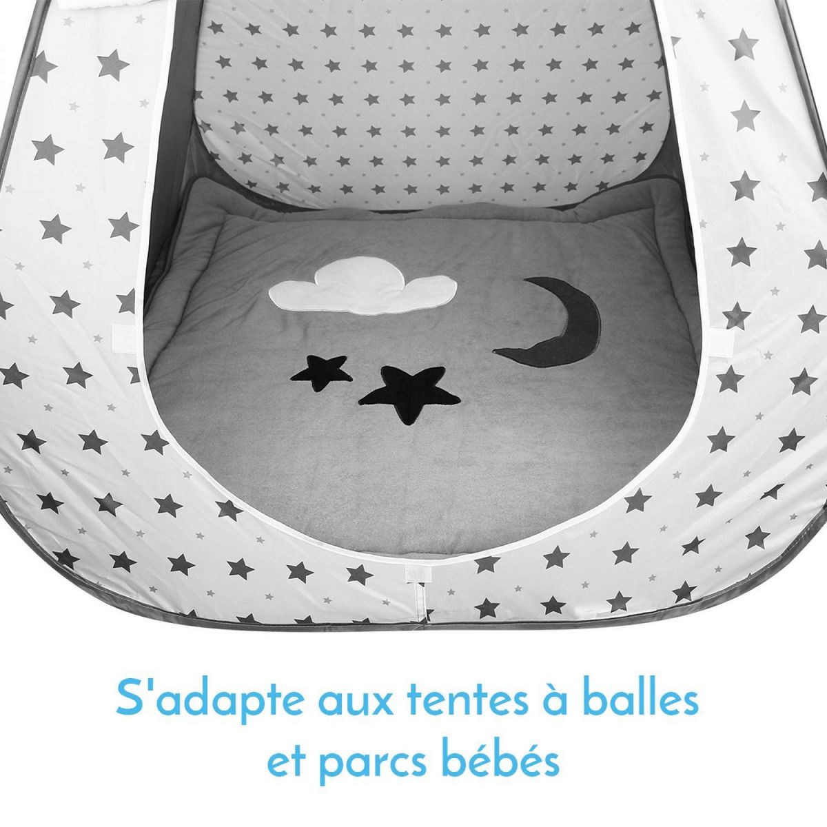 Monsieur Bébé Tapis de jeu, de sol, d'éveil ou de parc bébé, enfant molletonné 1m x 1m - Gris