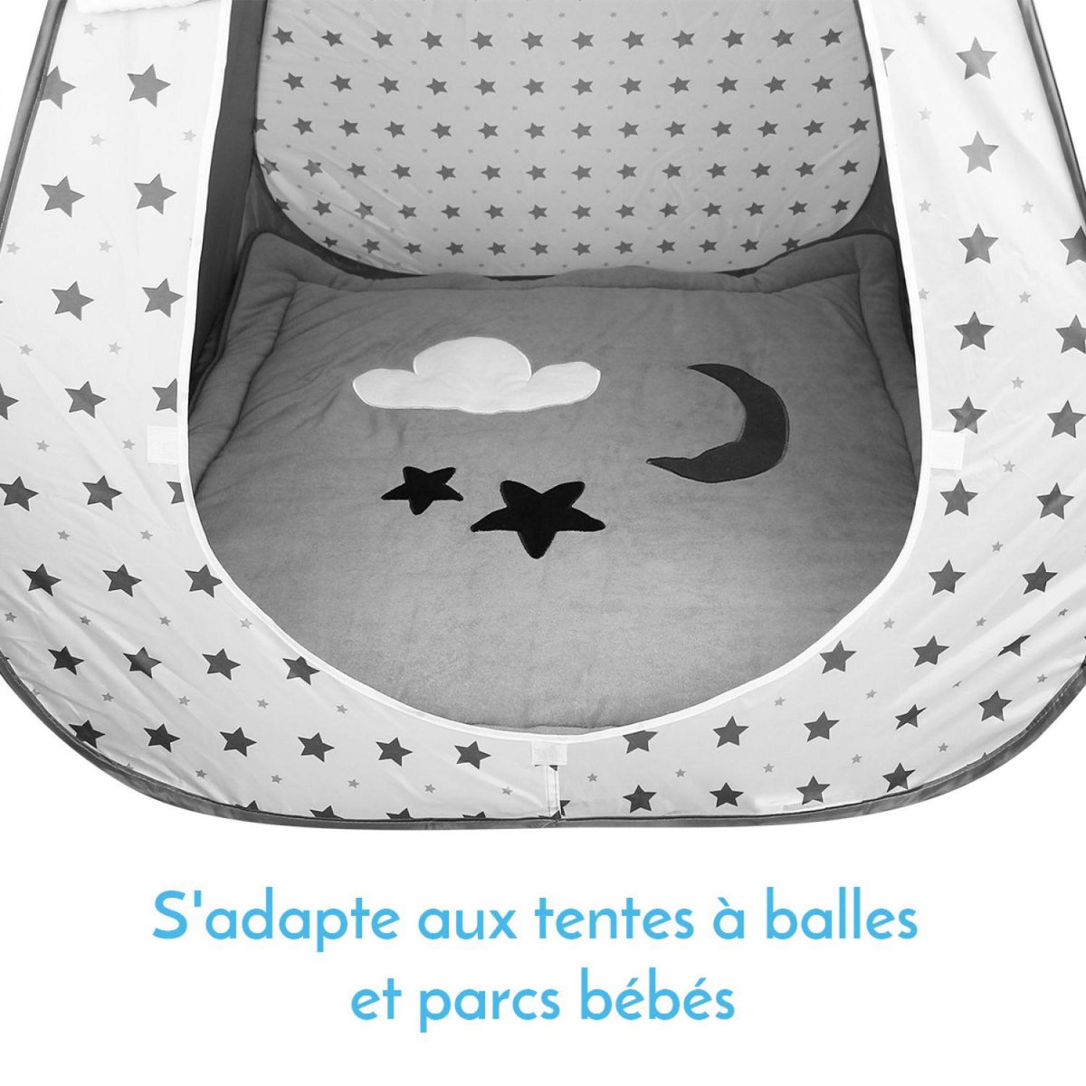 Monsieur Bébé Tapis de jeu, de sol, d'éveil ou de parc bébé, enfant molletonné 1m x 1m - Gris