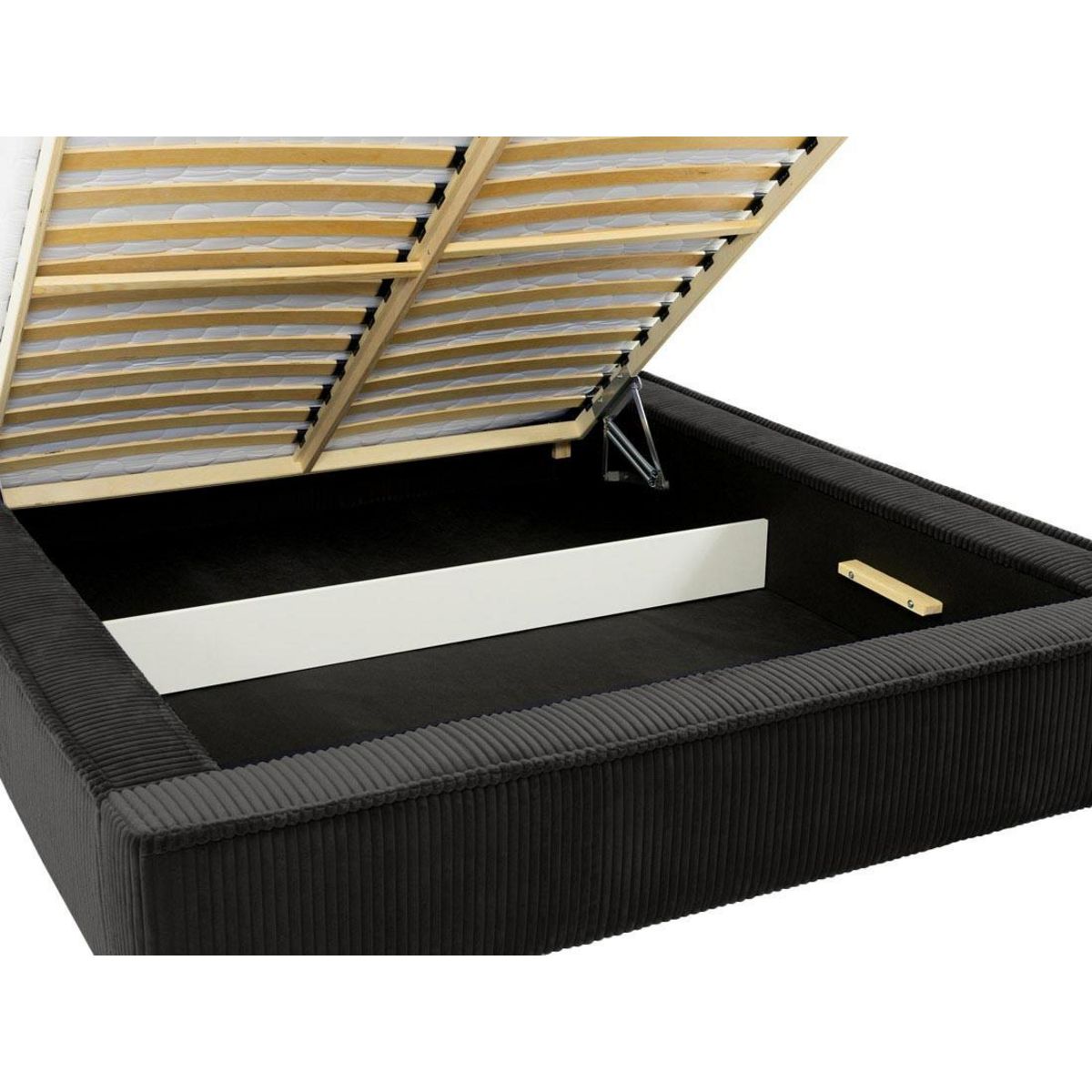 BEST MOBILIER Swan - lit coffre - 140x200 cm - sommier inclus - en velours côtelé grosses côtes