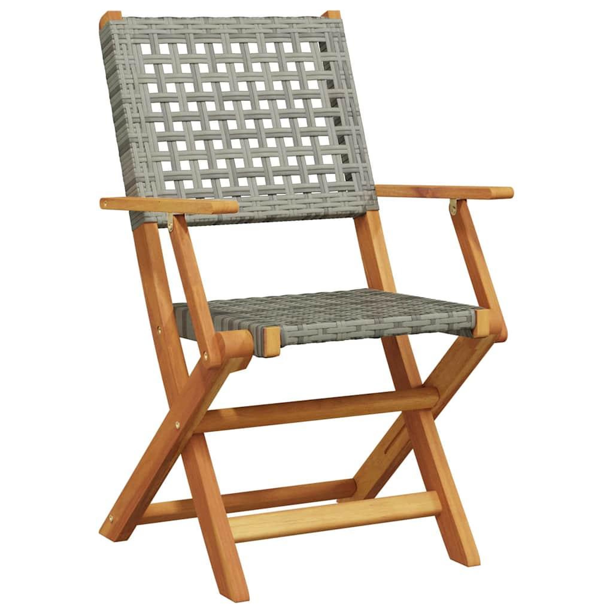 Voir la diapositive 3 : VIDAXL Chaises de jardin pliantes lot de 8 gris poly rotin bois massif