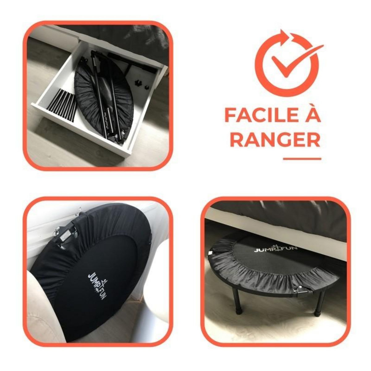 JUMP4FUN Mini Trampoline Fitness Jump4fun Pliable Double-Bar - Ø92cm