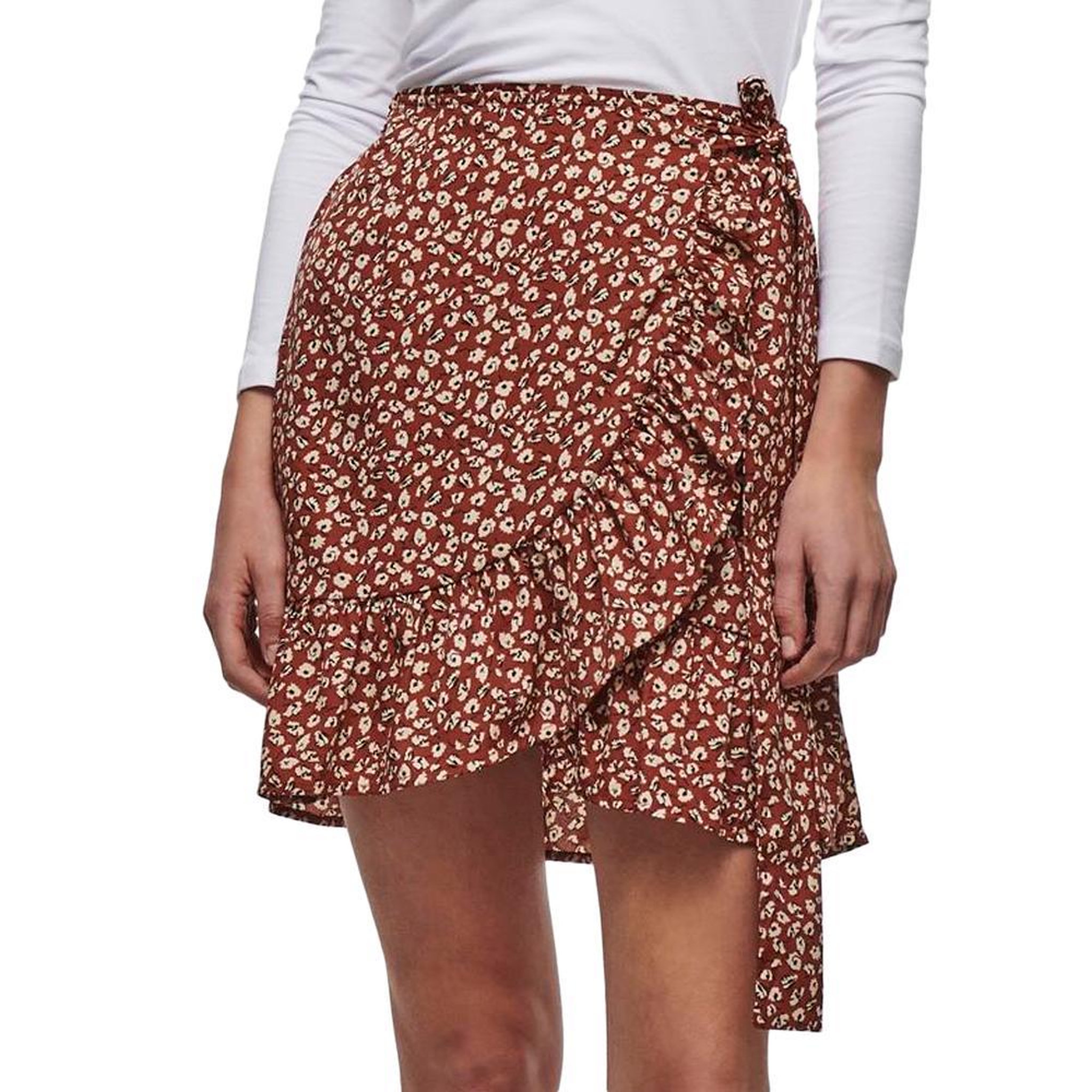 Only Jupe  à fleurs Femme Only Olivia. Coloris disponibles : Marron