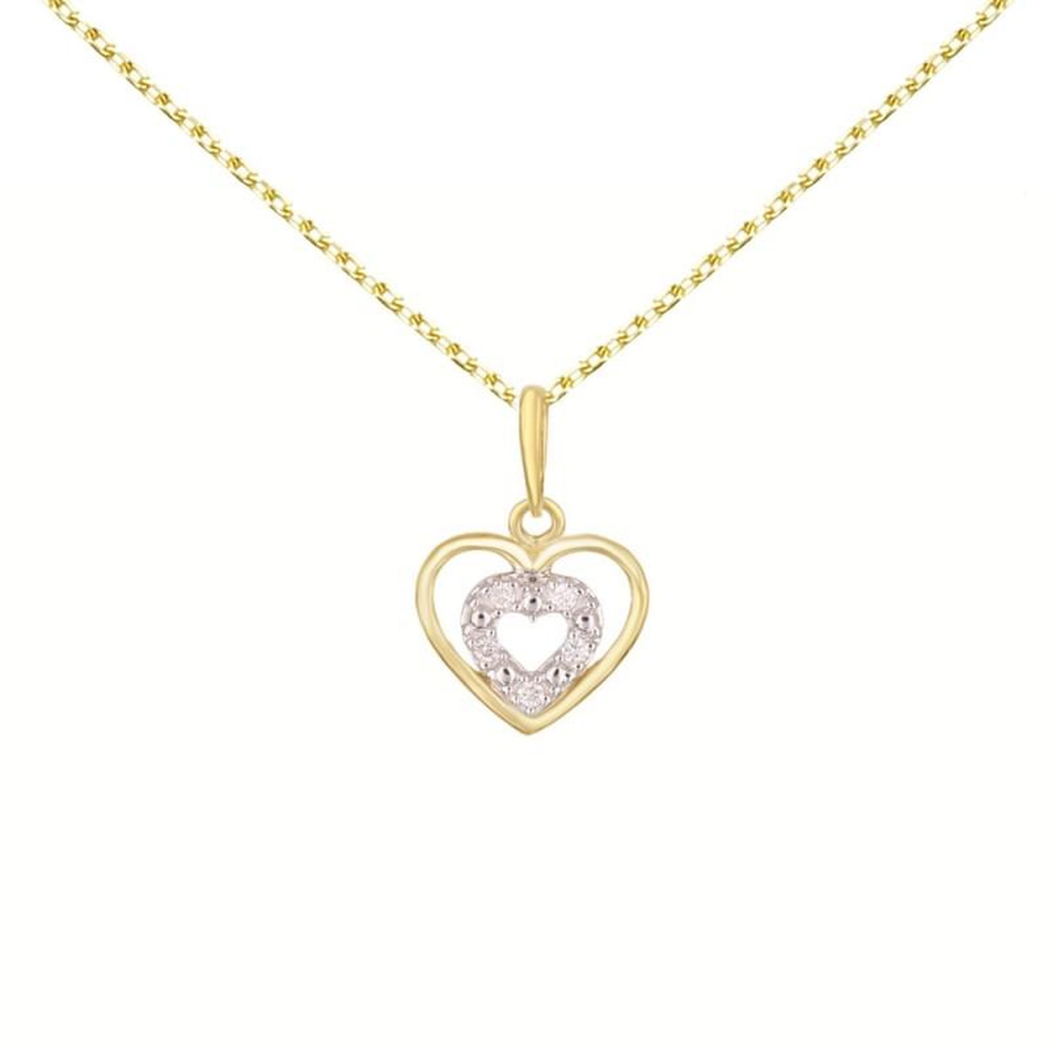 Voir la diapositive 1 : L'ATELIER D'AZUR Collier - Pendentif Or Jaune Coeur Serti de Diamants - Chaine Dorée Offerte