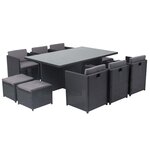CONCEPT USINE Table et chaises 10 places encastrables en résine noir-gris MIAMI