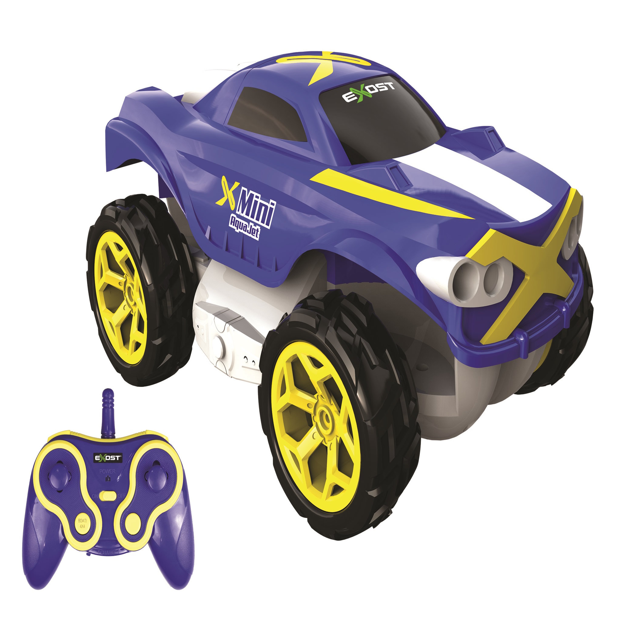 SILVERLIT Exost - Voiture amphibie radiocommandée Mini Aquajet transformable 4X4 ou bateau 1/18ème 2.4 GHz