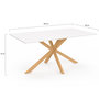 Voir la diapositive 4 : ID MARKET Table à manger rectangle ALIX 8 personnes pied araignée bois et plateau blanc GISELE 160 cm