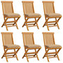 Voir la diapositive 1 : VIDAXL Chaises de jardin et coussins beige lot de 6 Bois teck massif