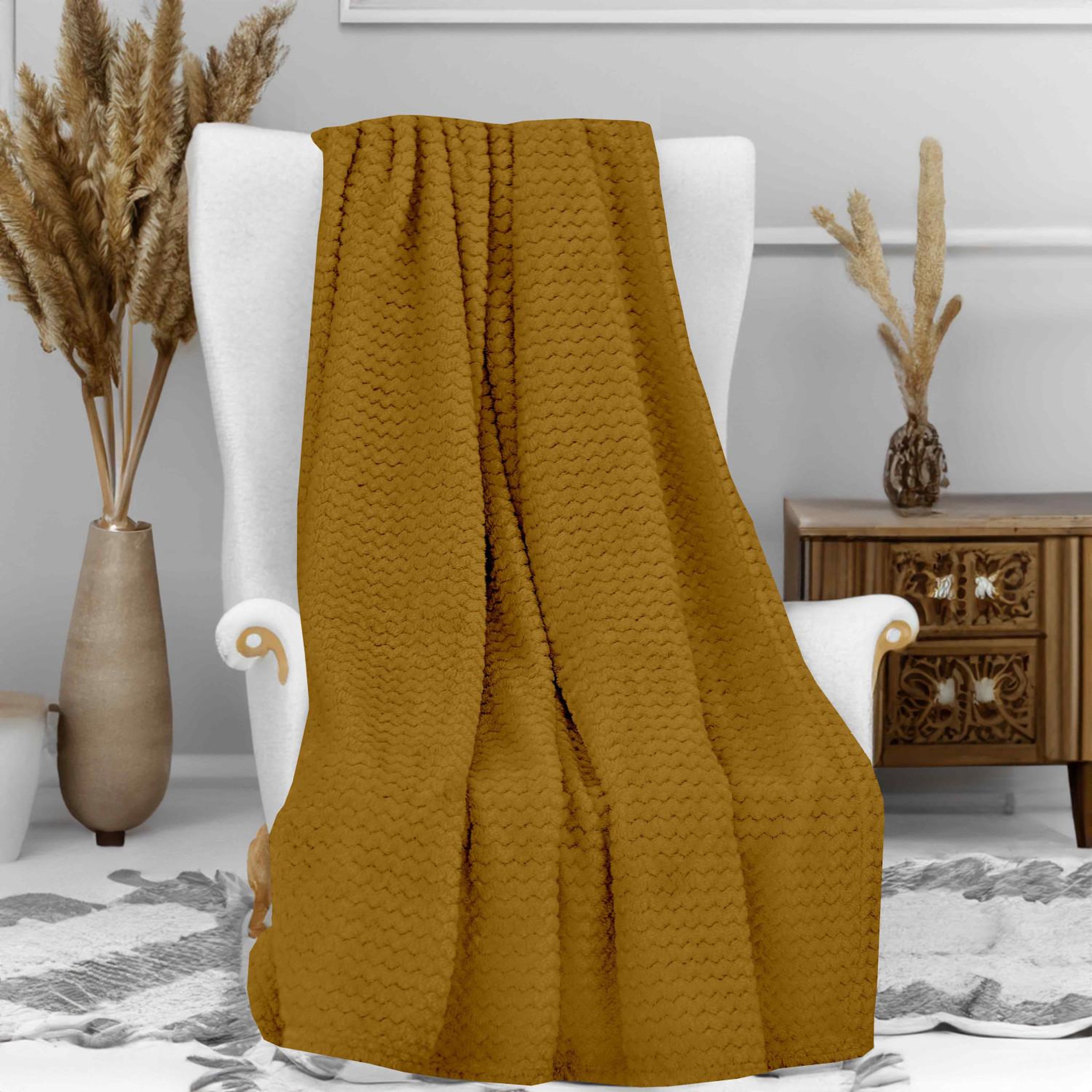Voir la diapositive 2 : SOLEIL D'OCRE Couverture, plaid microfibre cocooning, par soleil d'ocre