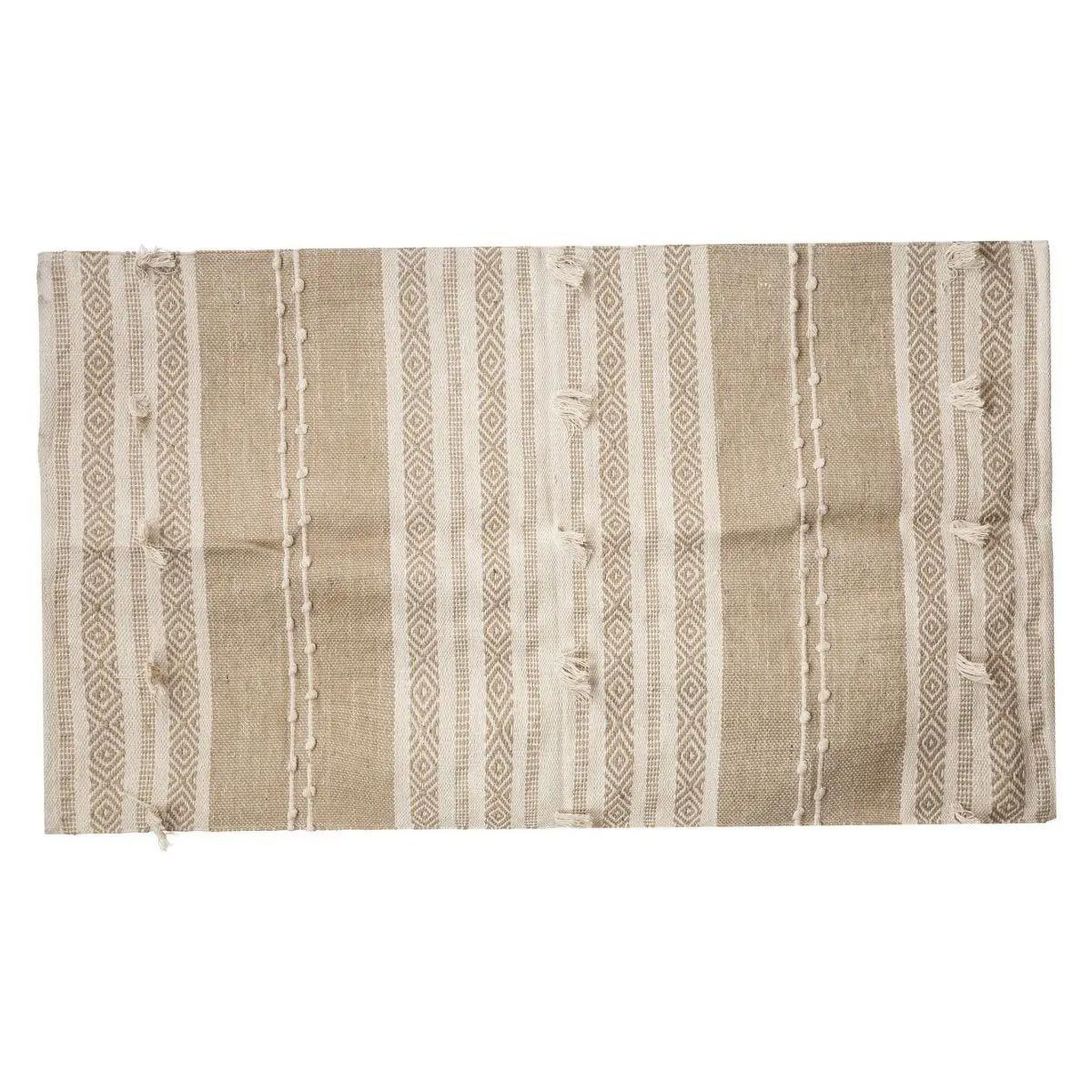 ATMOSPHERA Tapis déco en jute  3d pompons  90x150cm ivoire