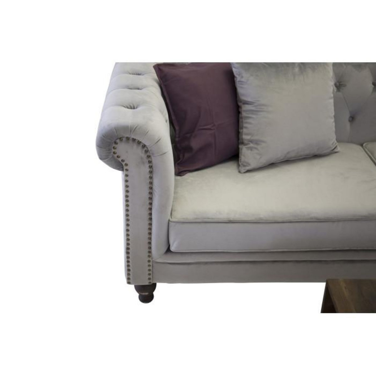 Paris Prix Canapé 3 Places en Velours  Chesterfield  217cm Gris Clair
