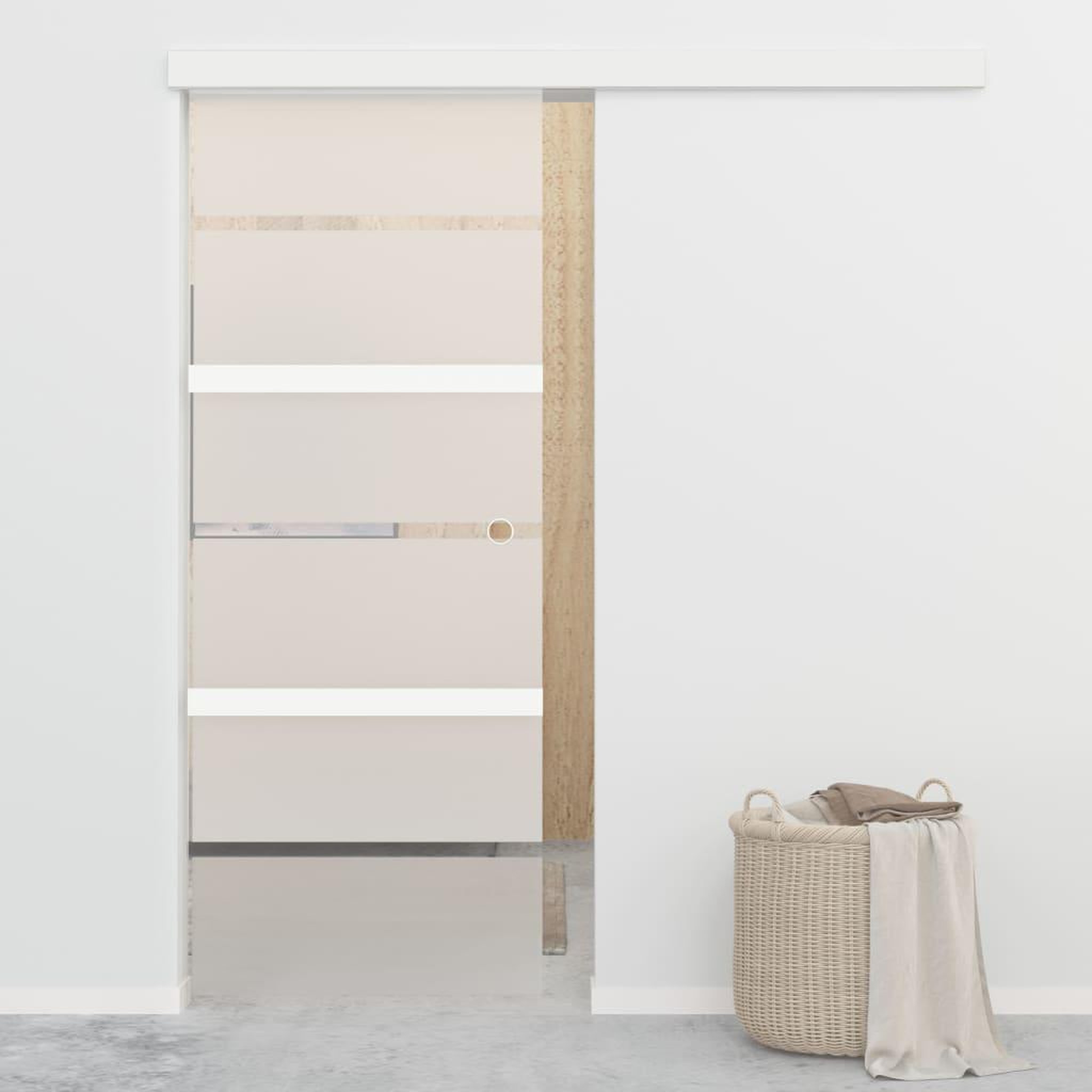Voir la diapositive 1 : VIDAXL Porte coulissante butees souples Verre ESG aluminium 76x205 cm