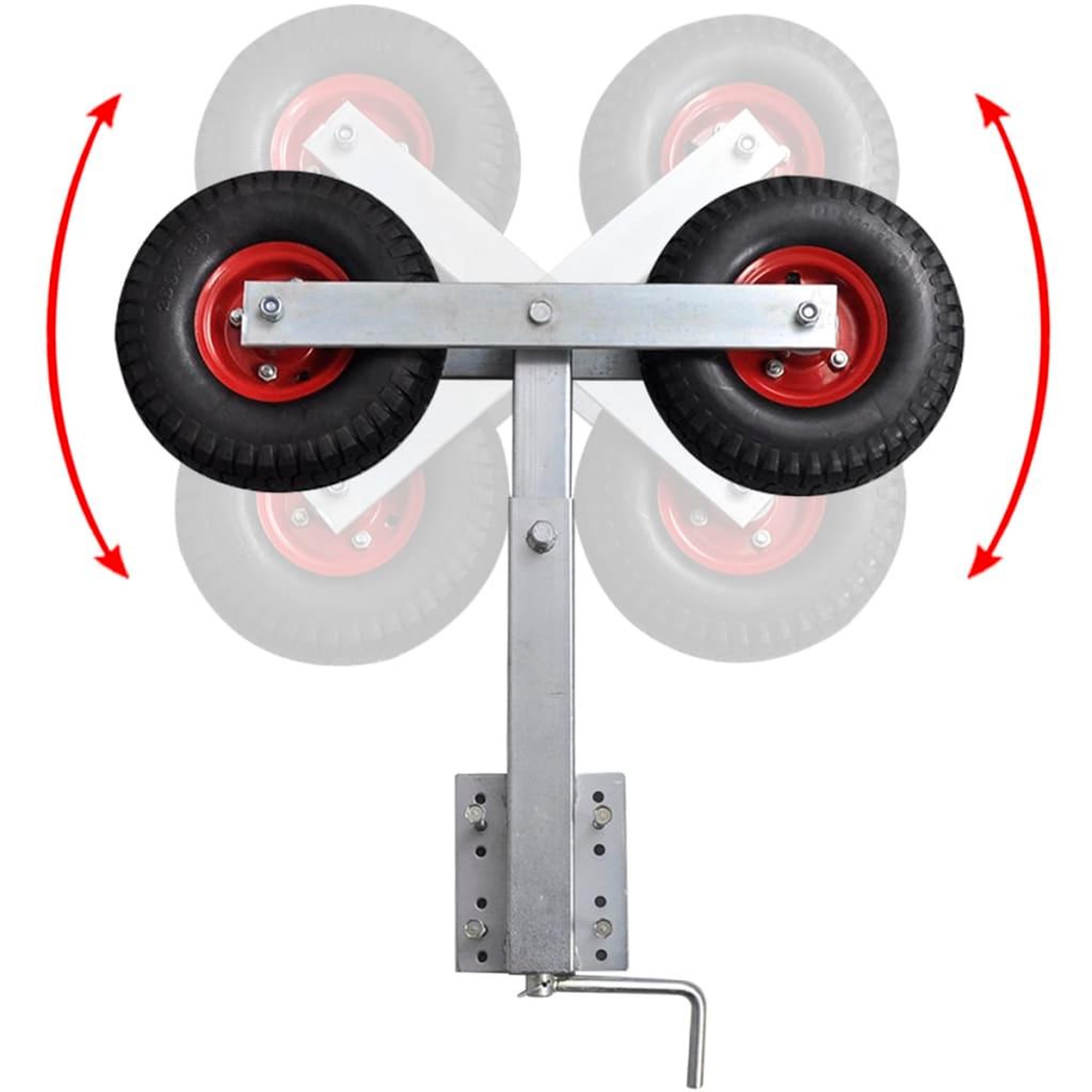 Voir la diapositive 3 : VIDAXL Set de 2 supports a double roue inclinable remorque a bateau