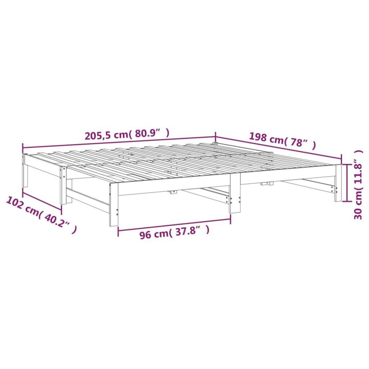 VIDAXL Lit coulissant sans matelas 2x(100x200) cm bois de pin massif
