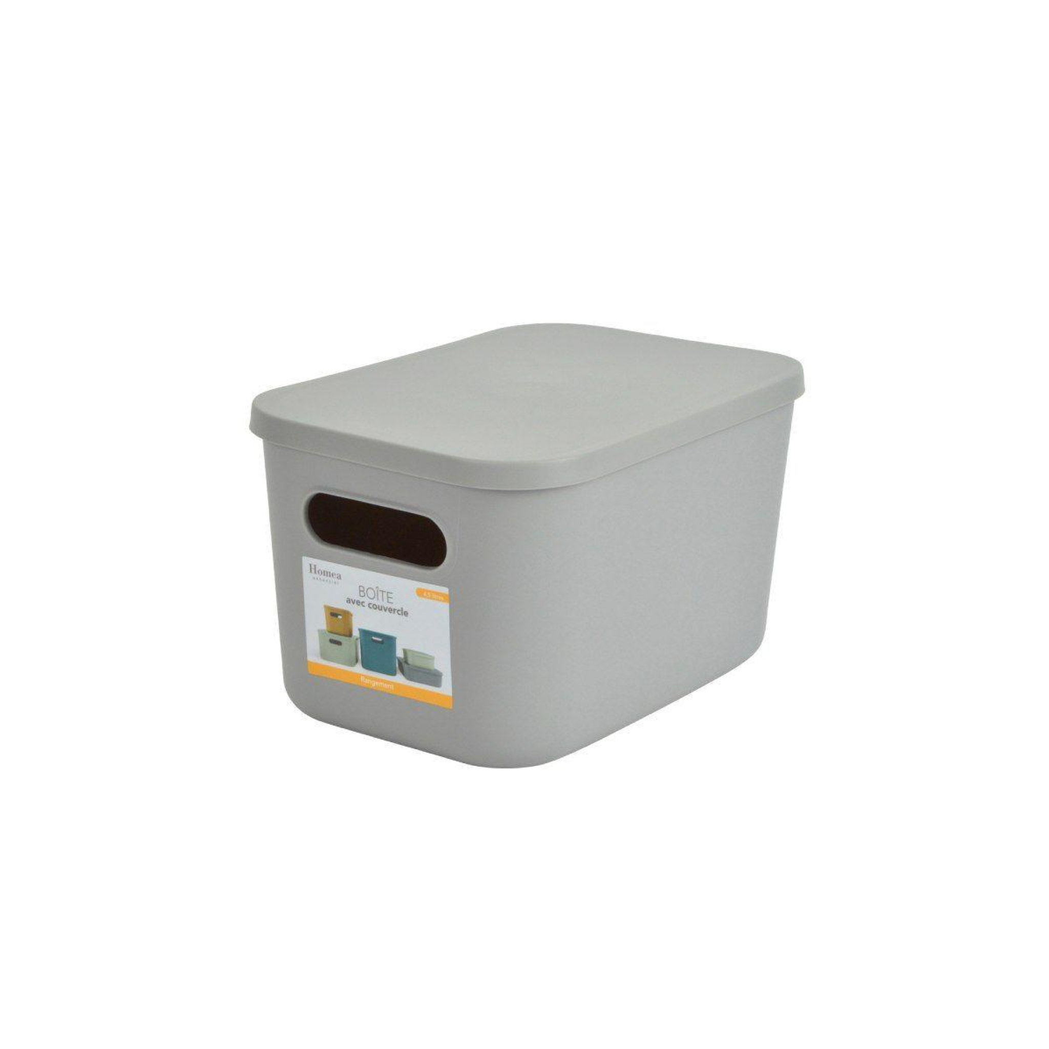 Voir la diapositive 4 : HOMEA Boîte de rangement avec couvercle  iris  4,5l gris