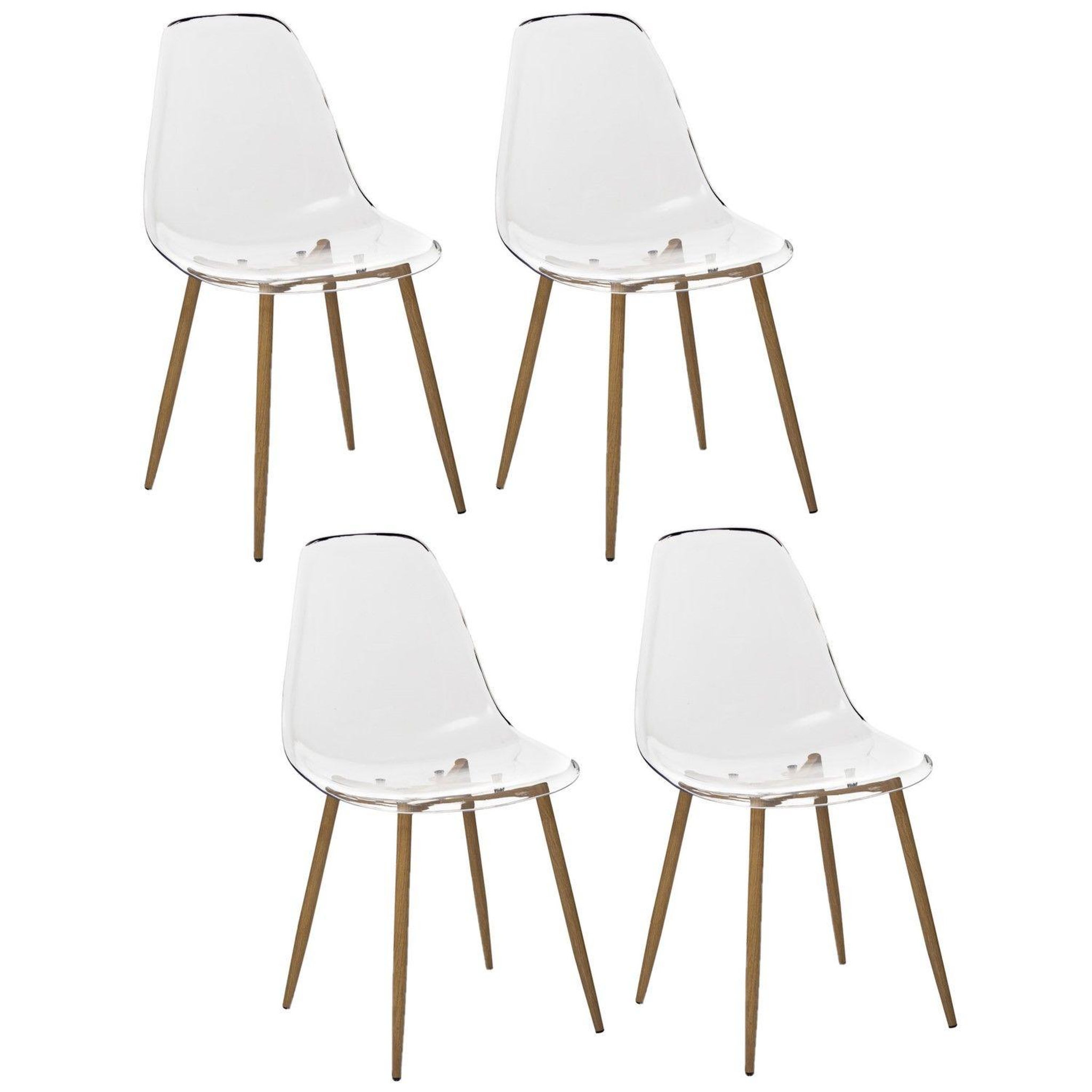 TOILINUX Lot de 4 chaises thao en polycarbonate - transparent et beige
