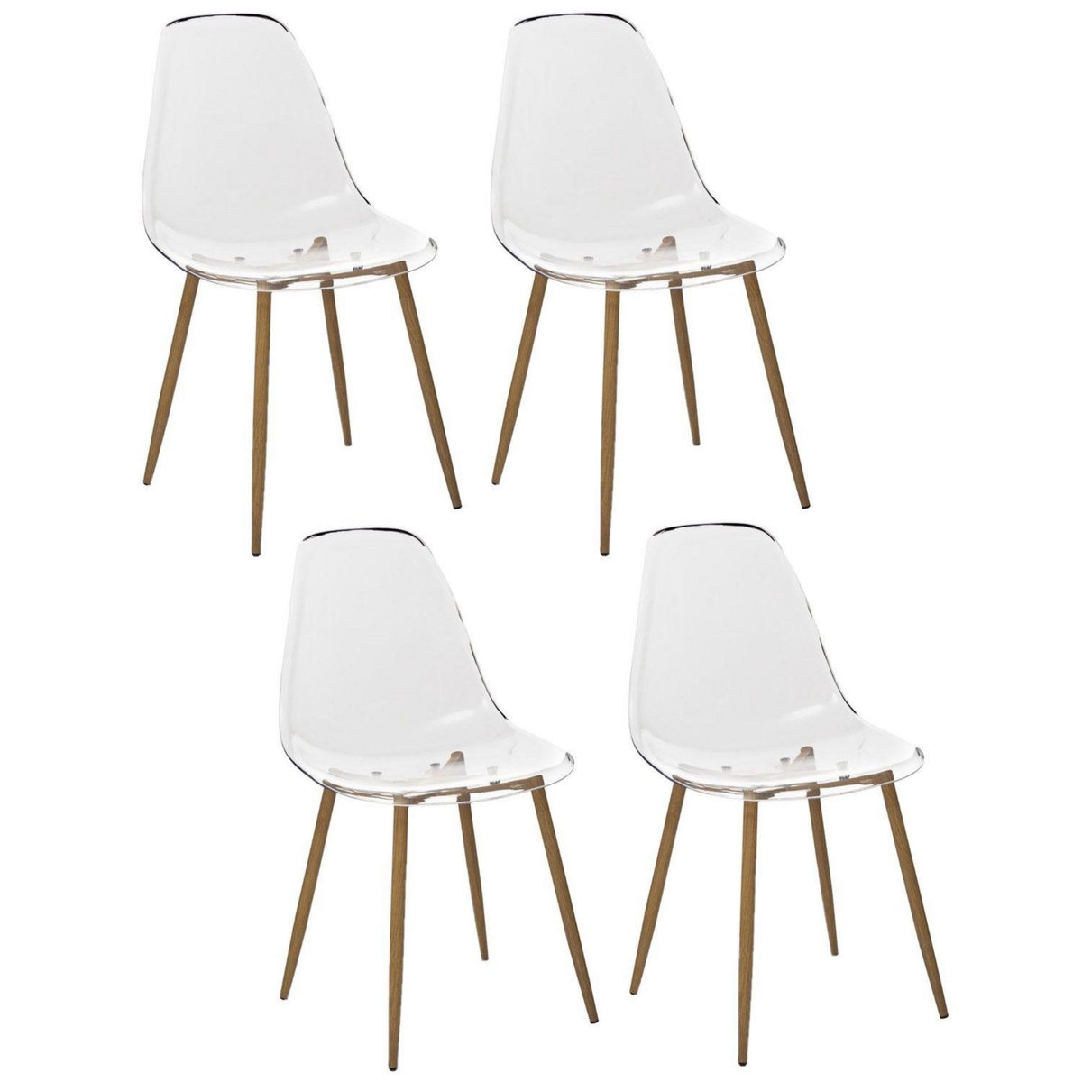 TOILINUX Lot de 4 Chaises Thao en polycarbonate - Transparent et Beige