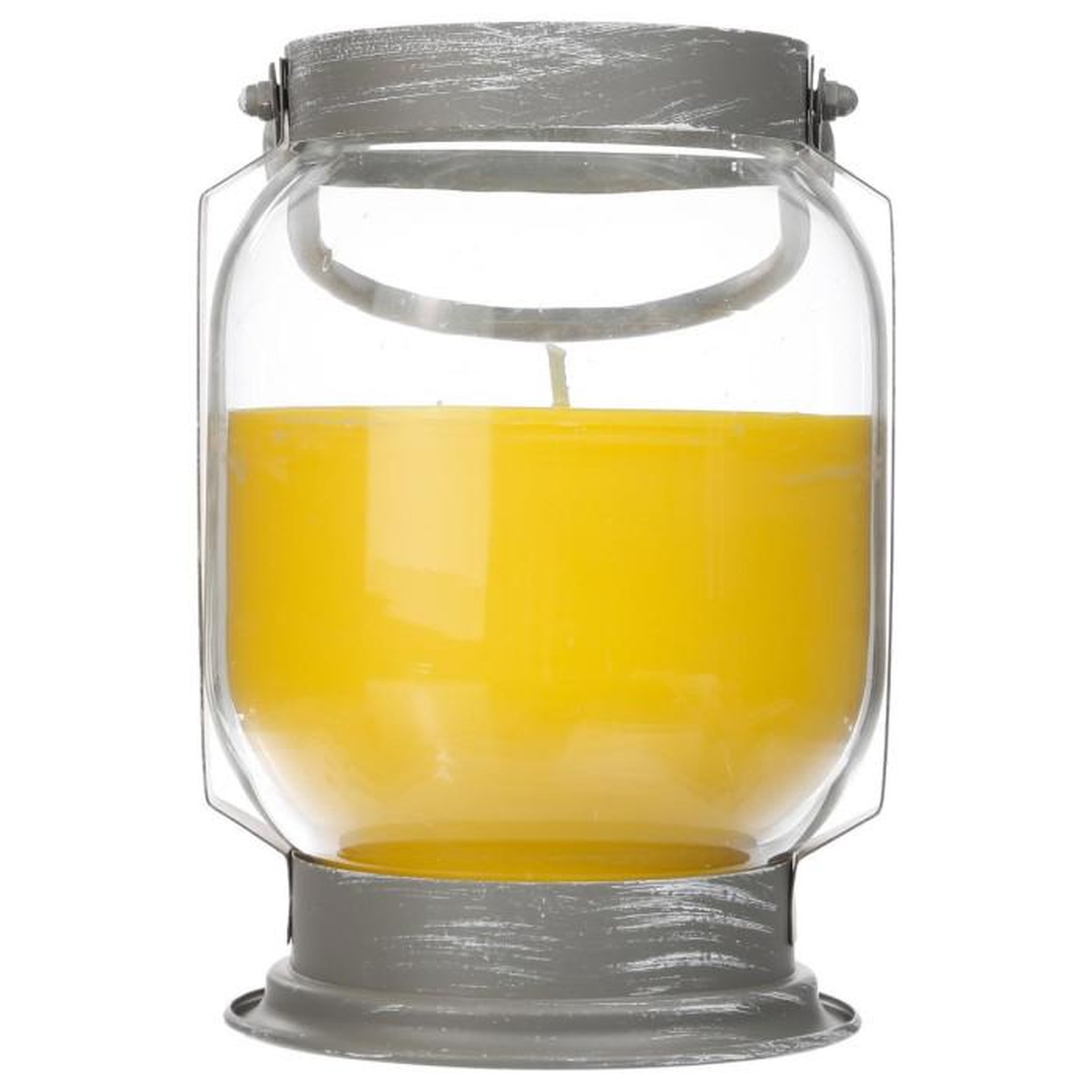 Voir la diapositive 2 : COMPTOIR DE LA BOUGIE Bougie Lanterne  Citronelle  20cm Argent