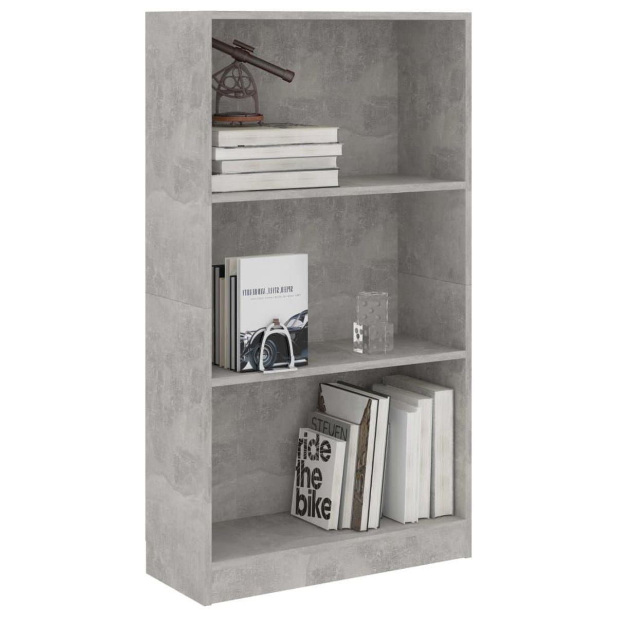 VIDAXL Bibliotheque 3 niveaux Gris beton 60x24x109cm Bois d'ingenierie