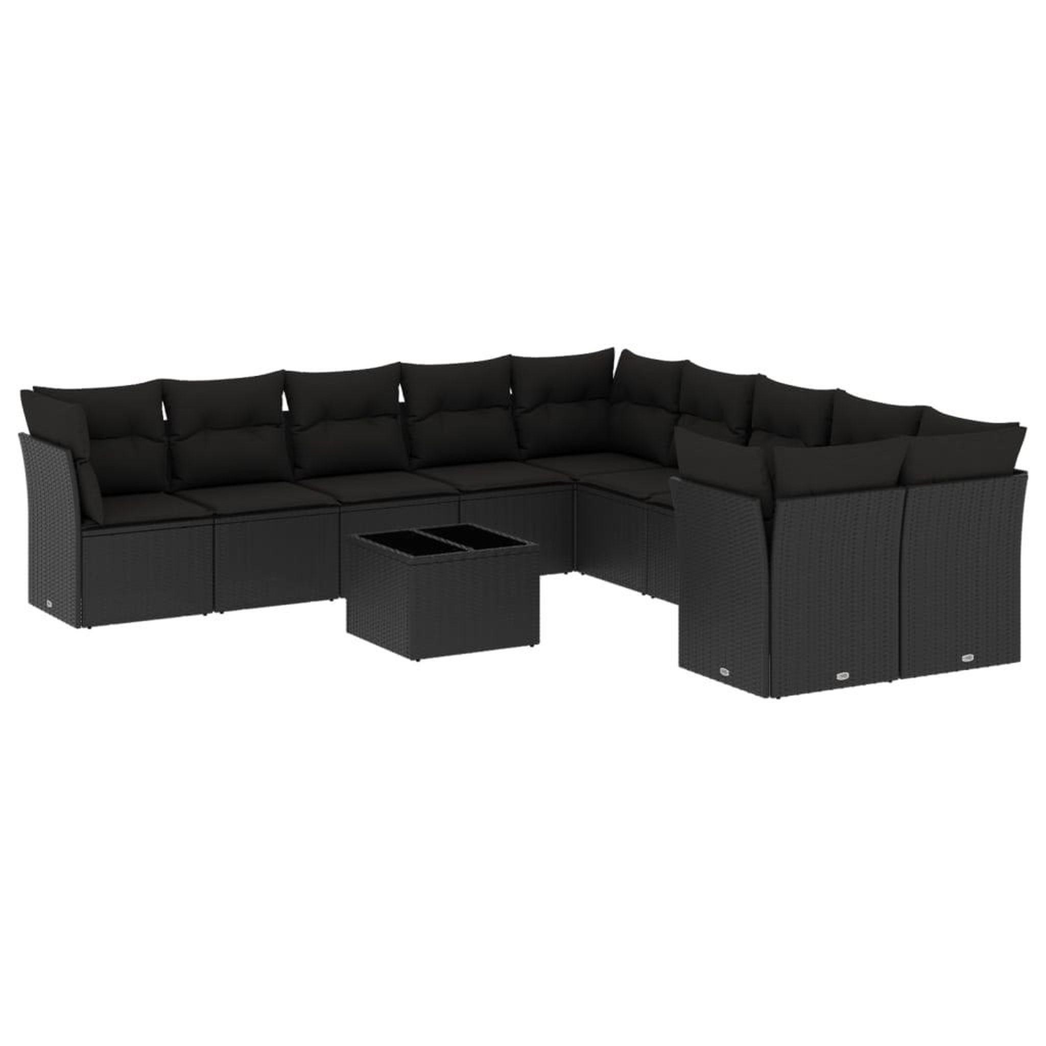Voir la diapositive 2 : VIDAXL Salon de jardin 11 pcs avec coussins noir resine tressee