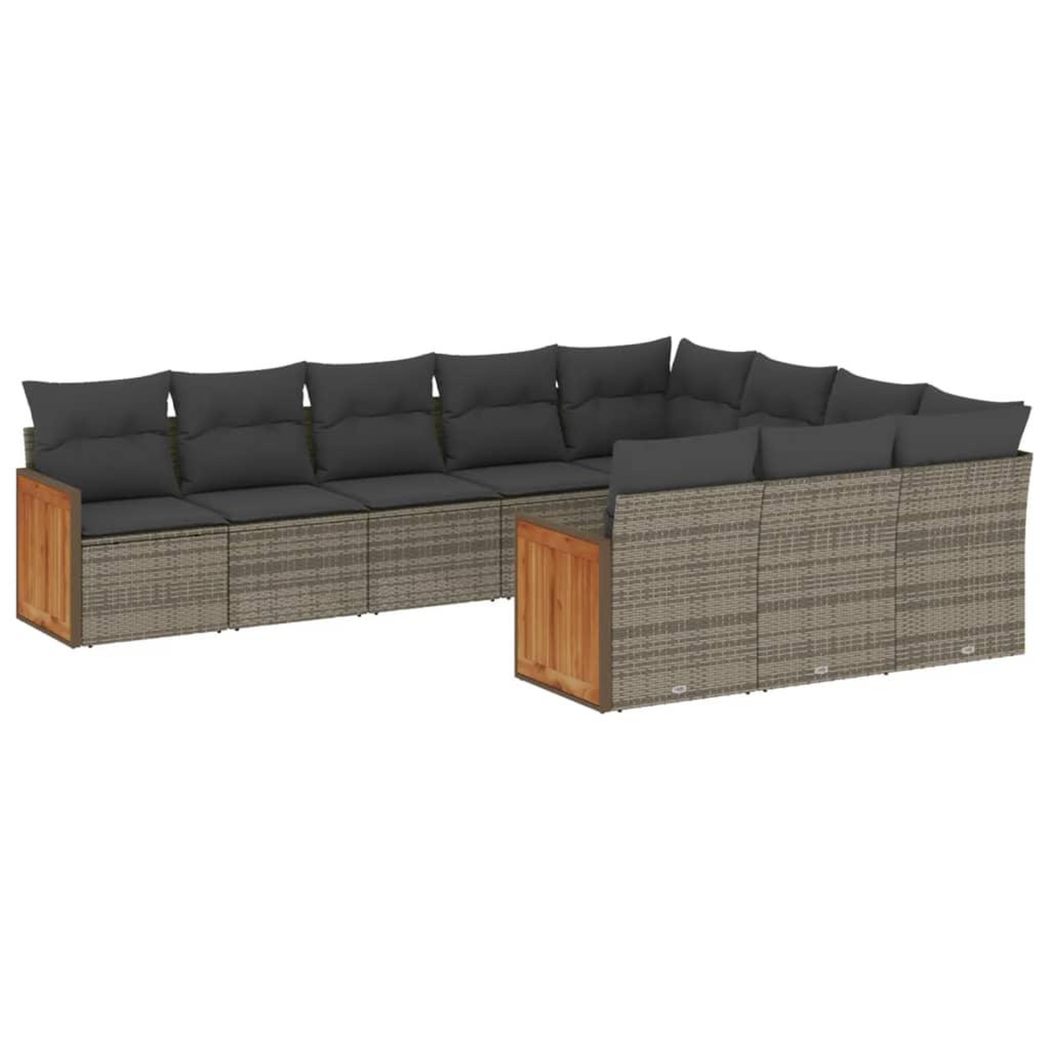 Voir la diapositive 2 : VIDAXL Salon de jardin avec coussins 10 pcs gris resine tressee