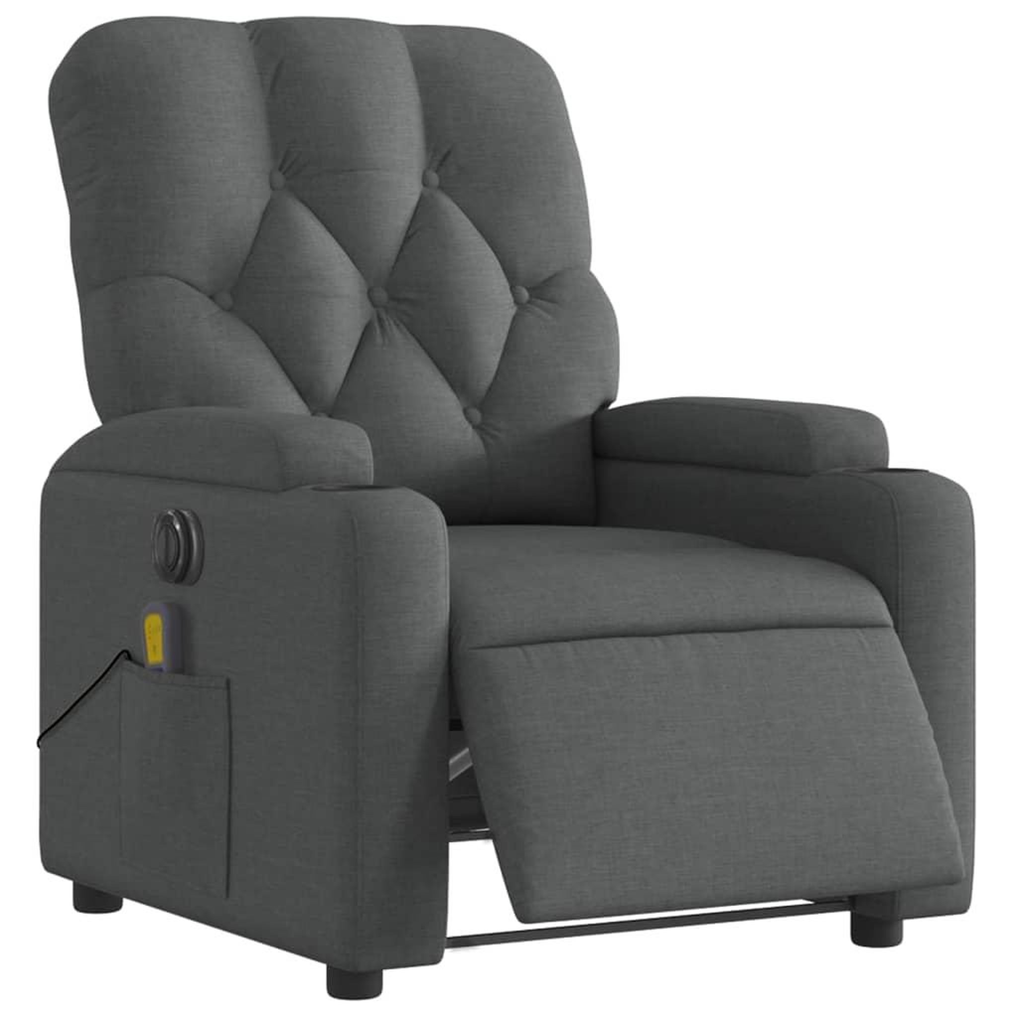 Voir la diapositive 3 : VIDAXL Fauteuil inclinable de massage electrique gris fonce tissu