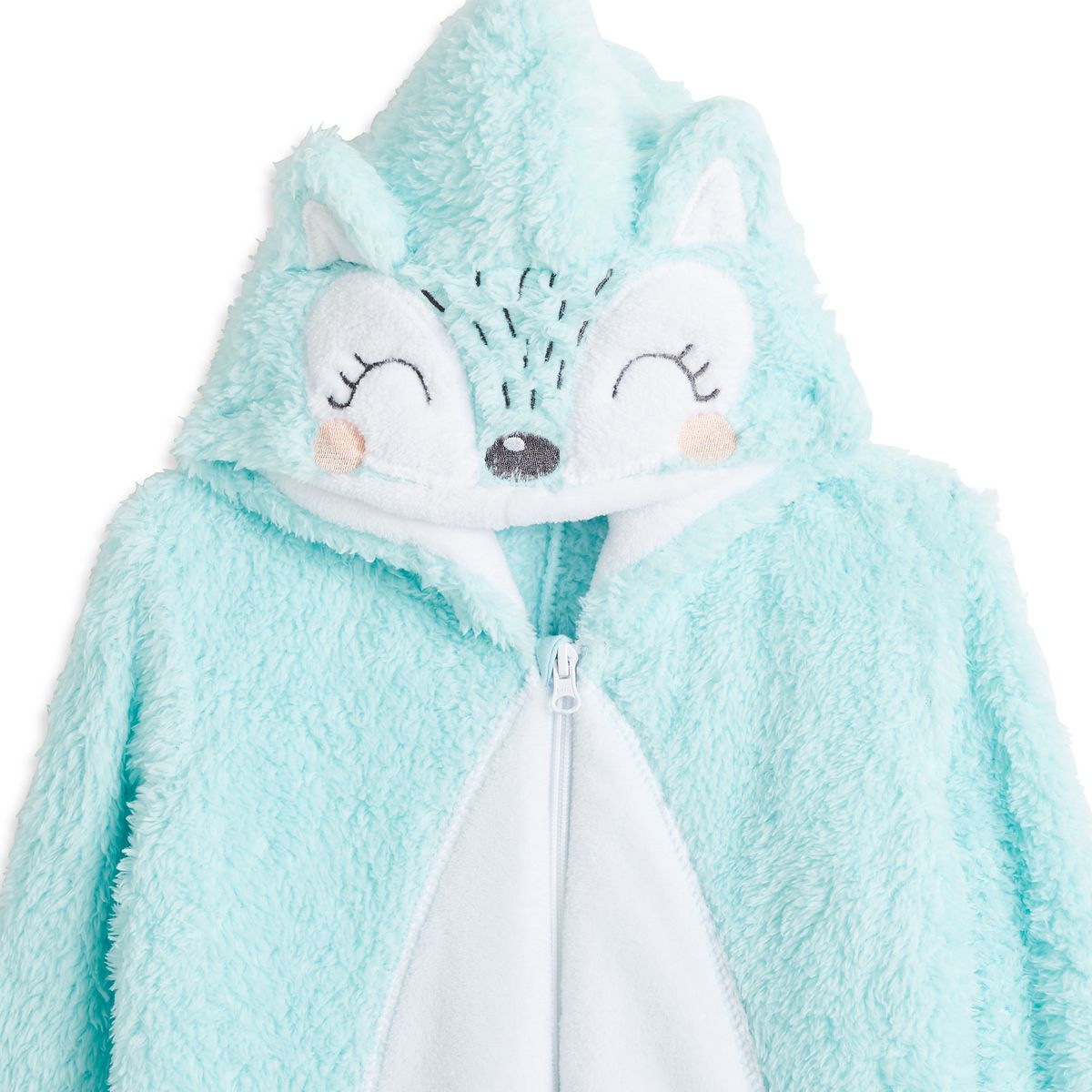 INEXTENSO Combi pyjama à capuche peluche fille turquoise