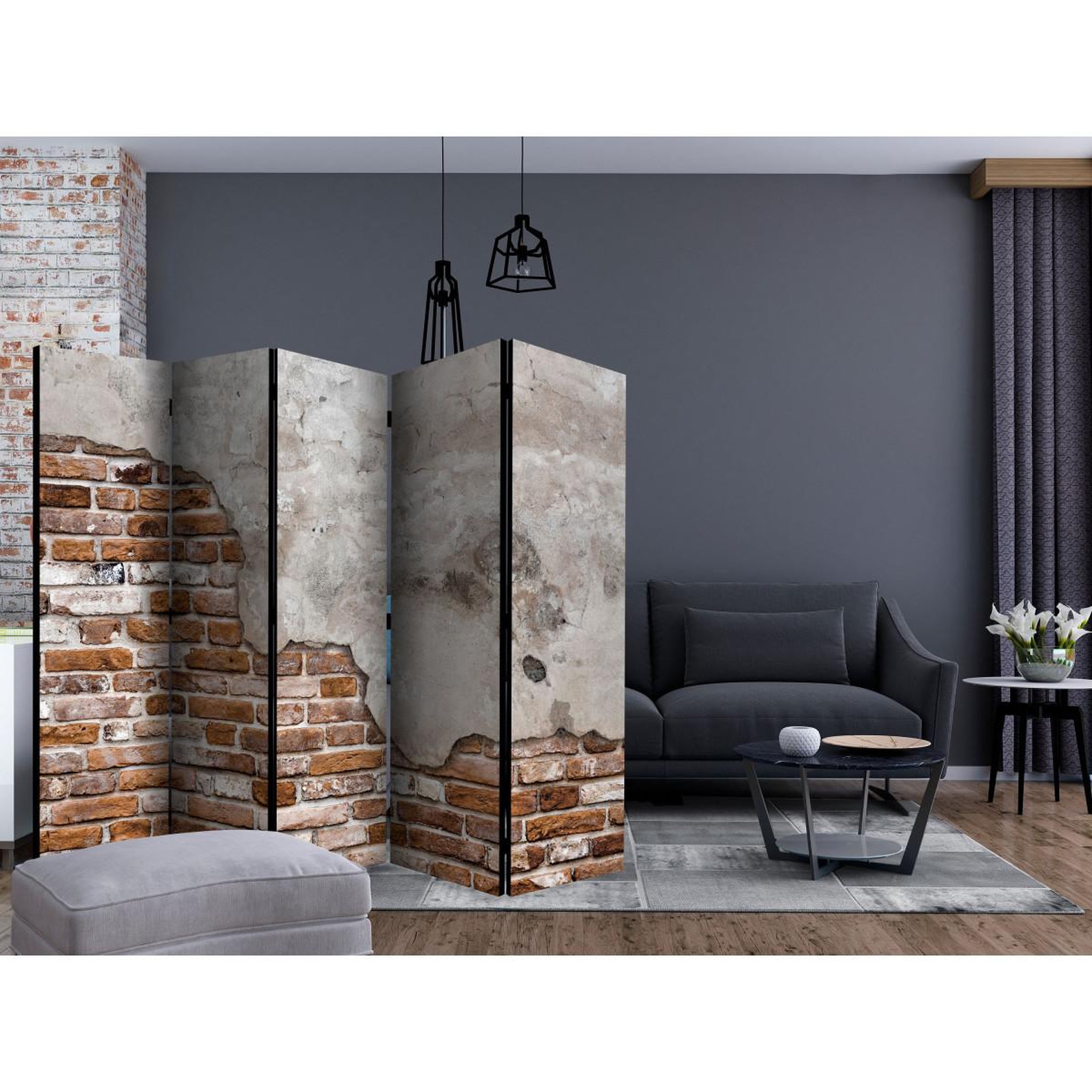 Voir la diapositive 2 : Paris Prix Paravent 5 volets  industrial duet  172x225cm