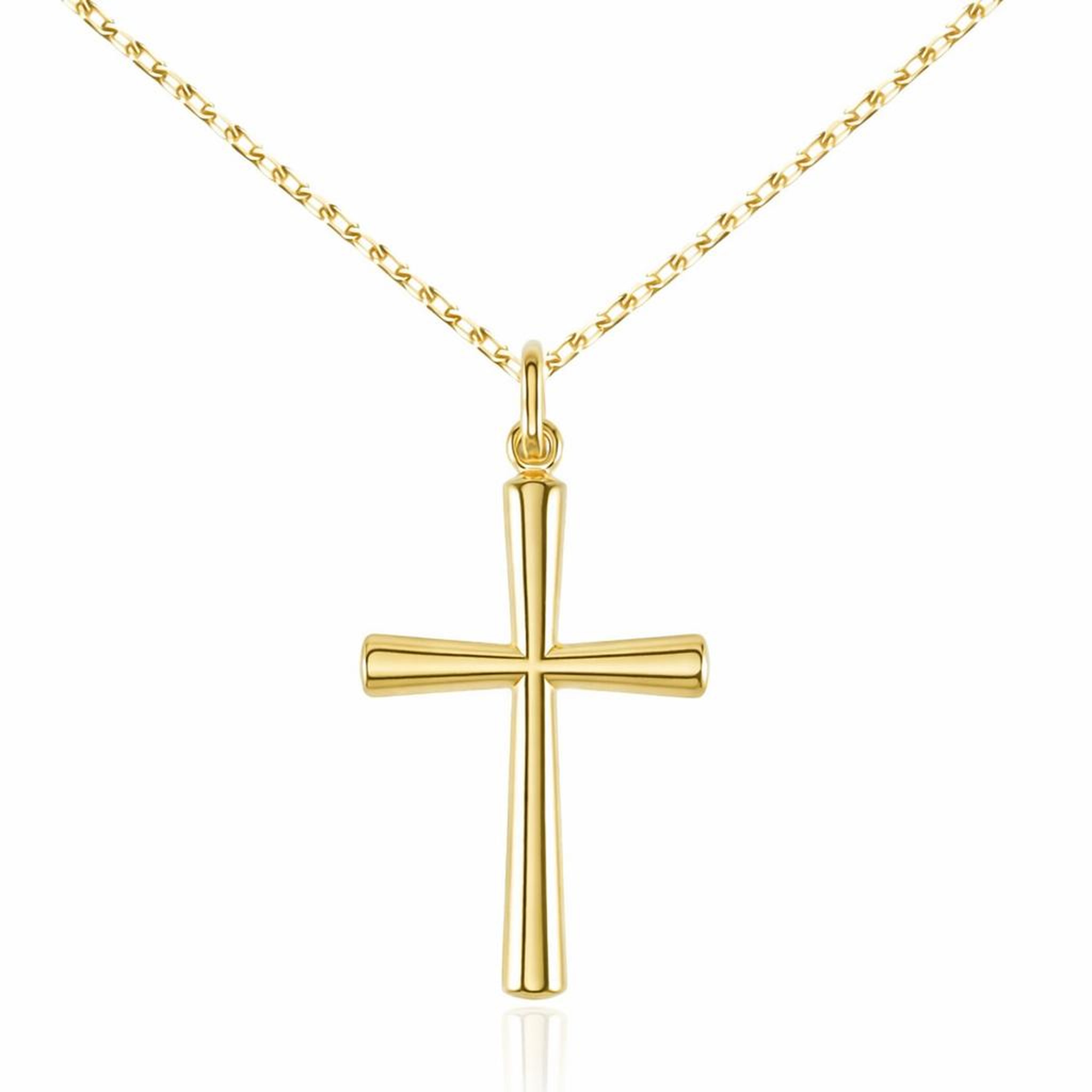 L'ATELIER D'AZUR Collier - Médaille Croix Or Jaune - Chaine Dorée Offerte