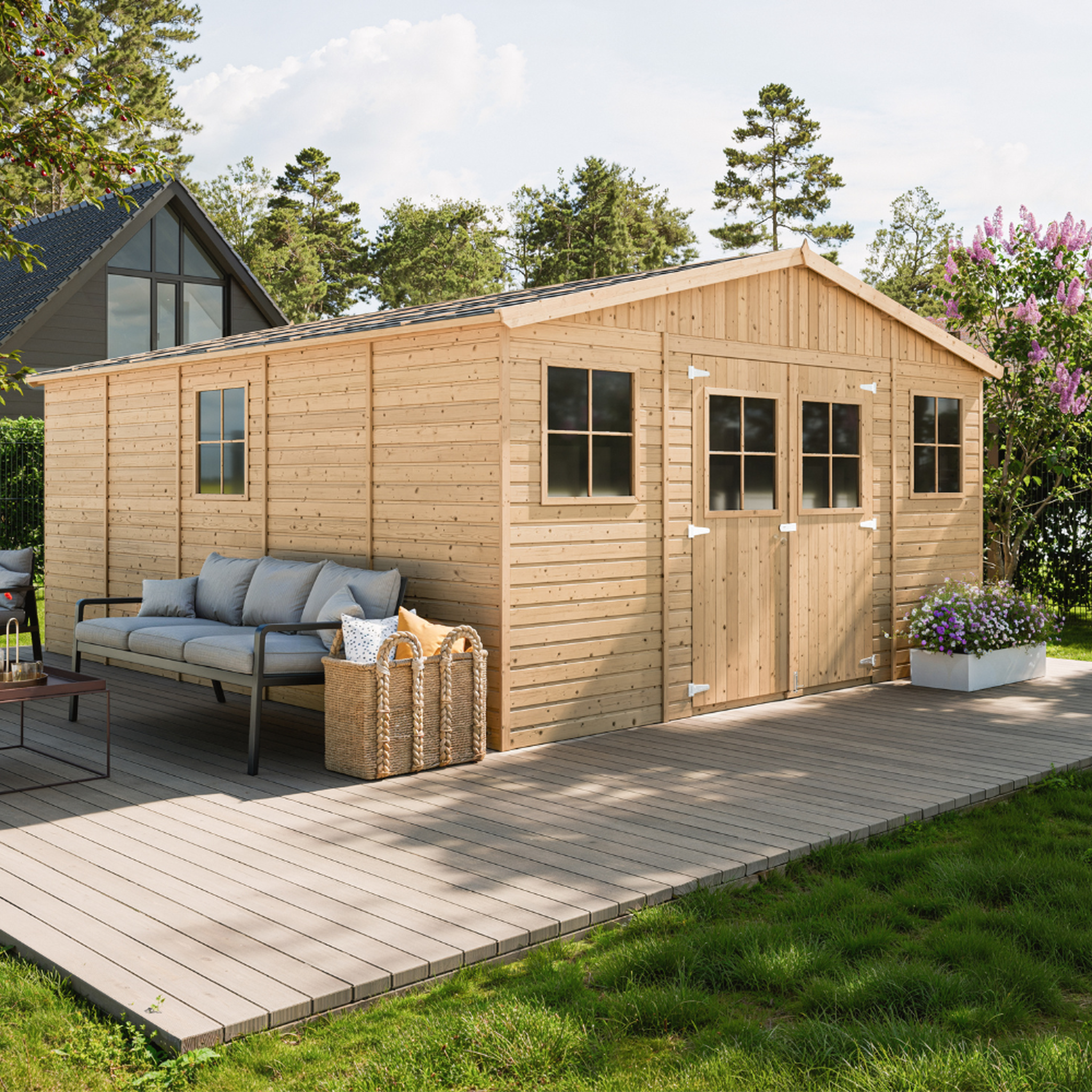 Voir la diapositive 4 : TIMBELA Abri de jardin en bois Exterieur avec plancher imprégné Construction de Panneaux M333 +M333G