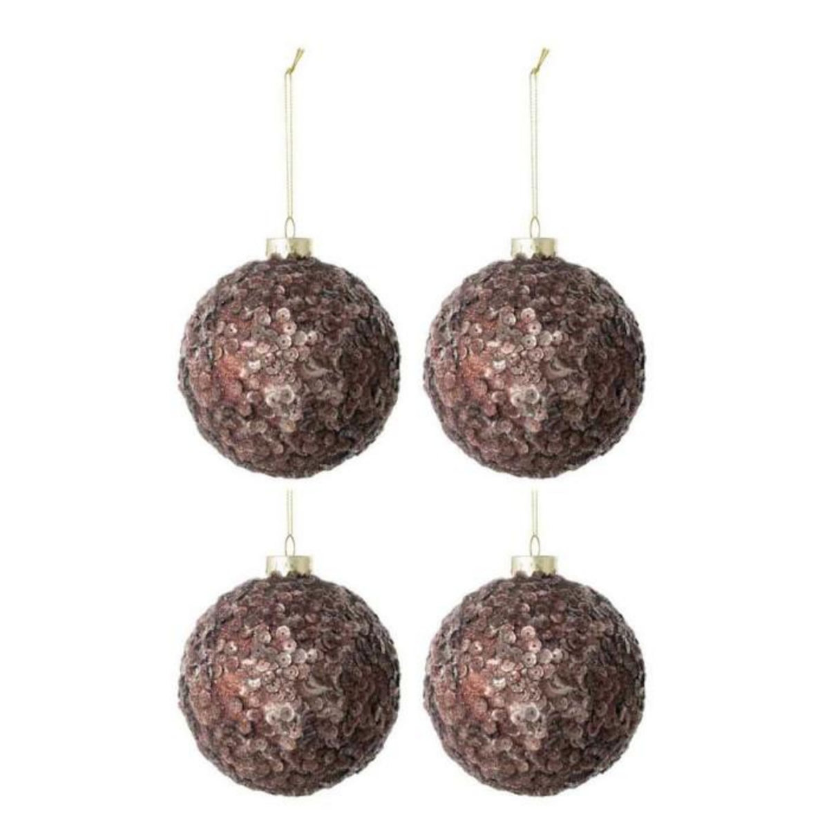 Paris Prix Lot de 4 Boules de Noël  Givres  10cm Marron