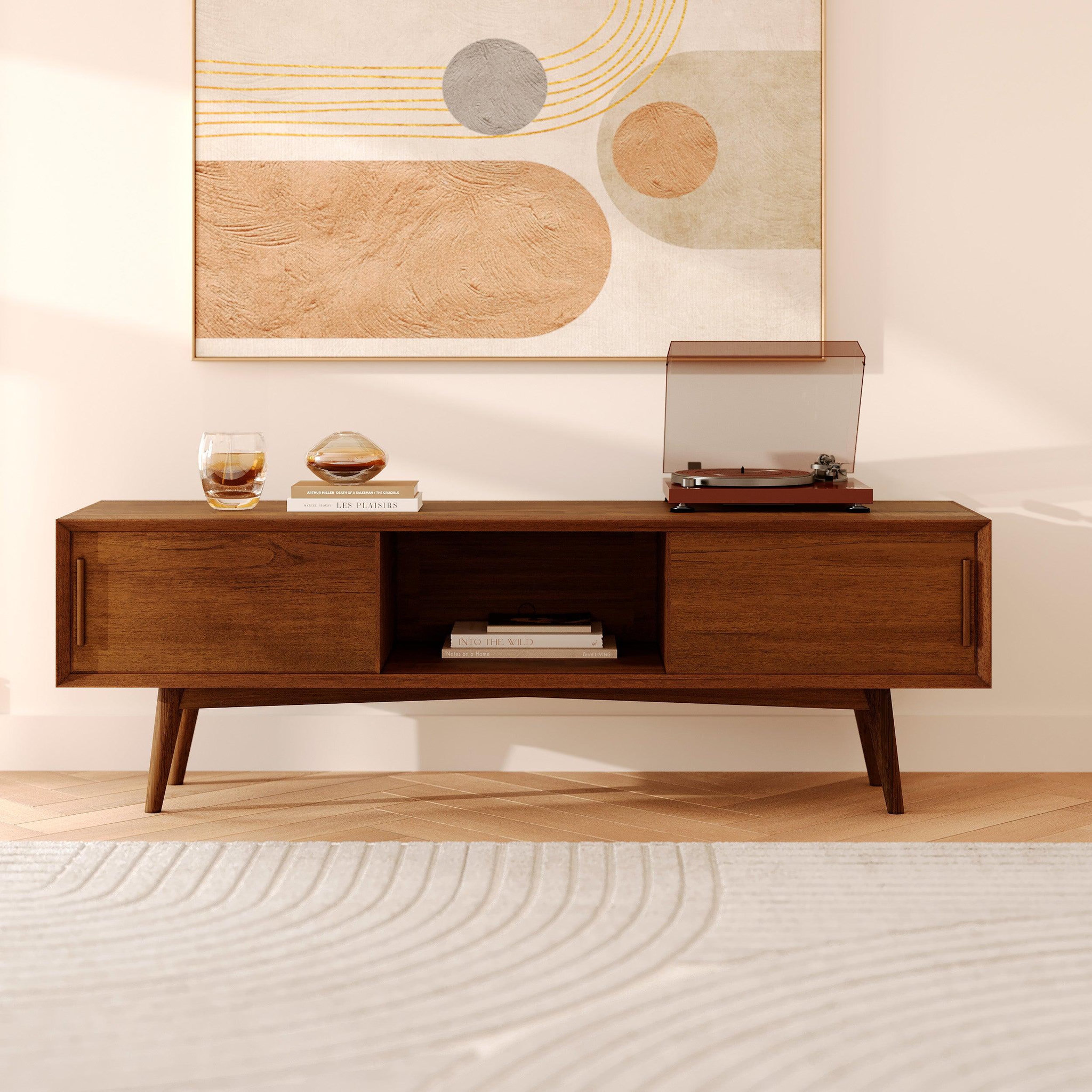 Voir la diapositive 2 : MAISON PAVANE Meuble tv en bois de teck 150 cm-waya