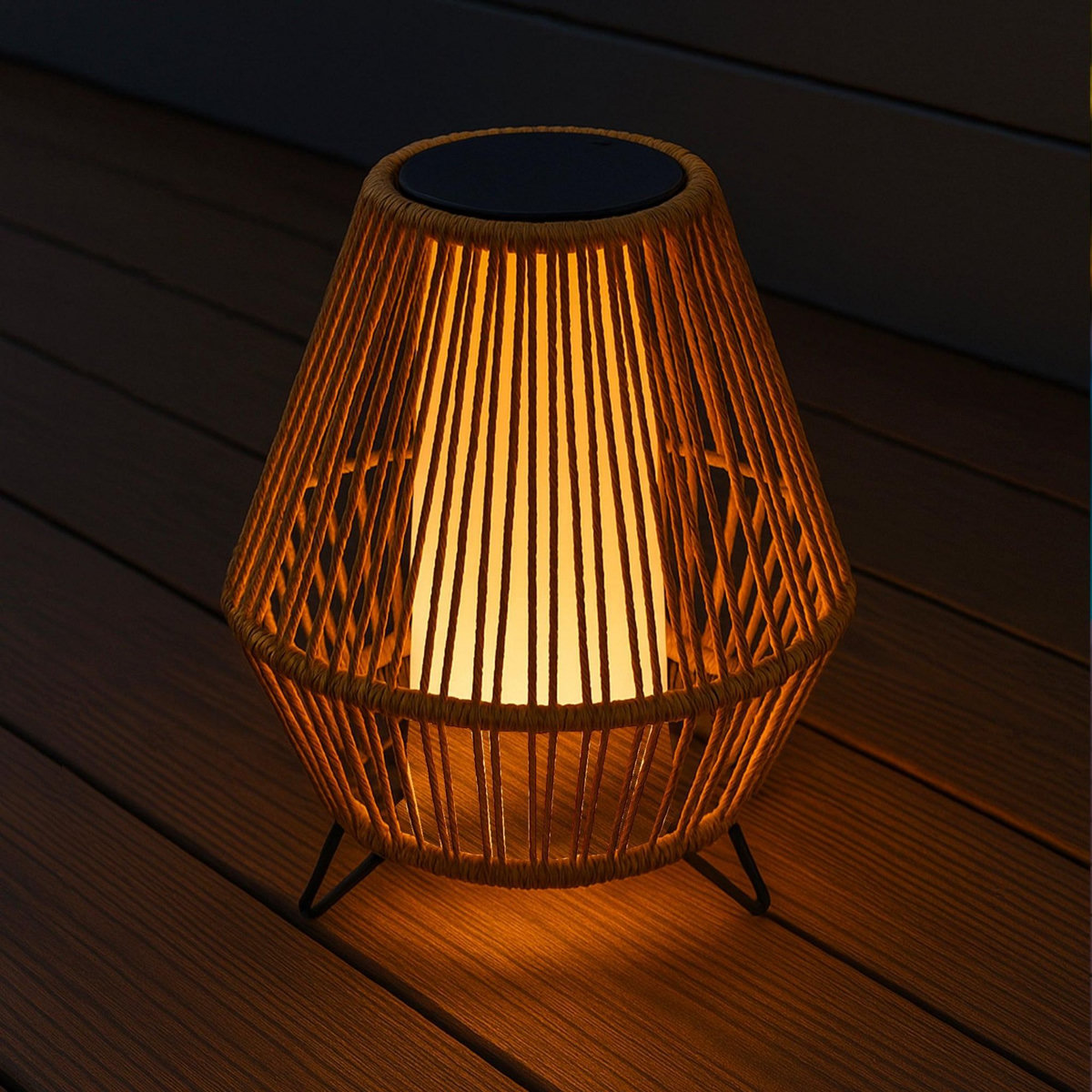 Lumisky Lanterne solaire SALOMEA Beige Rotin 27x27x H40cm