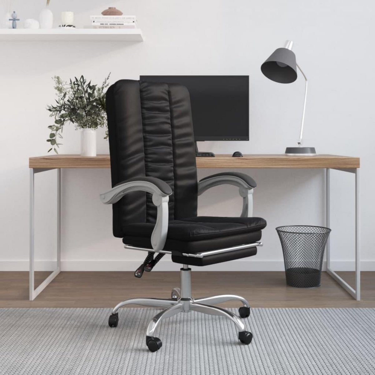 VIDAXL Fauteuil inclinable de bureau Noir Similicuir