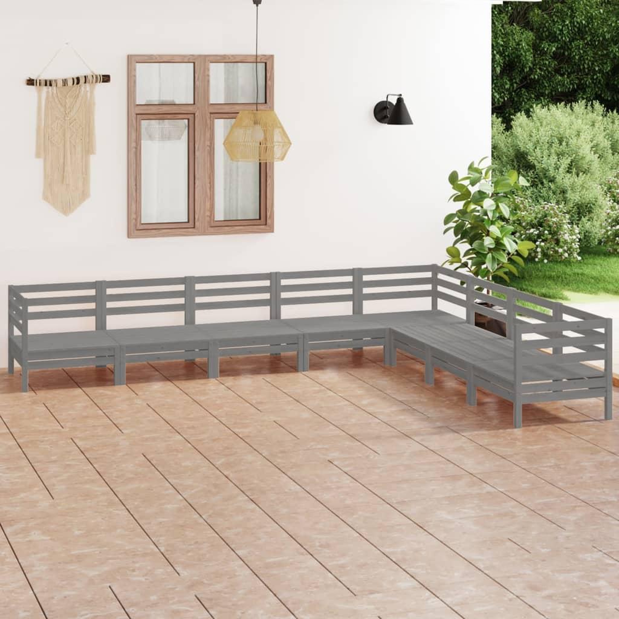 Voir la diapositive 1 : VIDAXL Salon de jardin 8 pcs Bois de pin massif Gris
