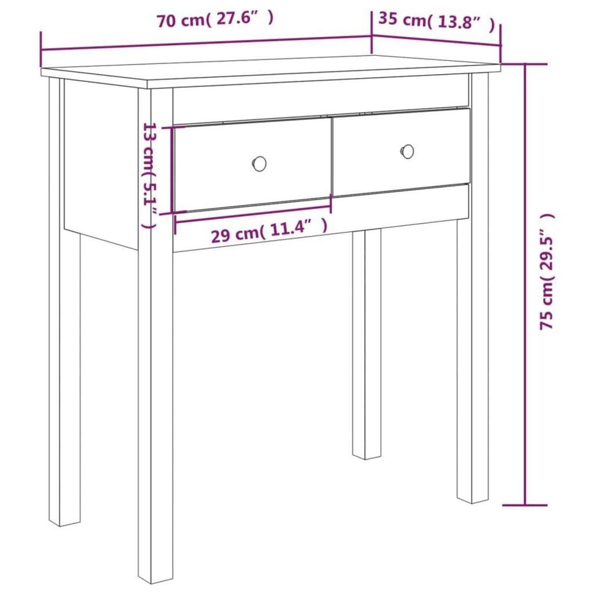 VIDAXL Table console Blanc 70x35x75 cm Bois massif de pin