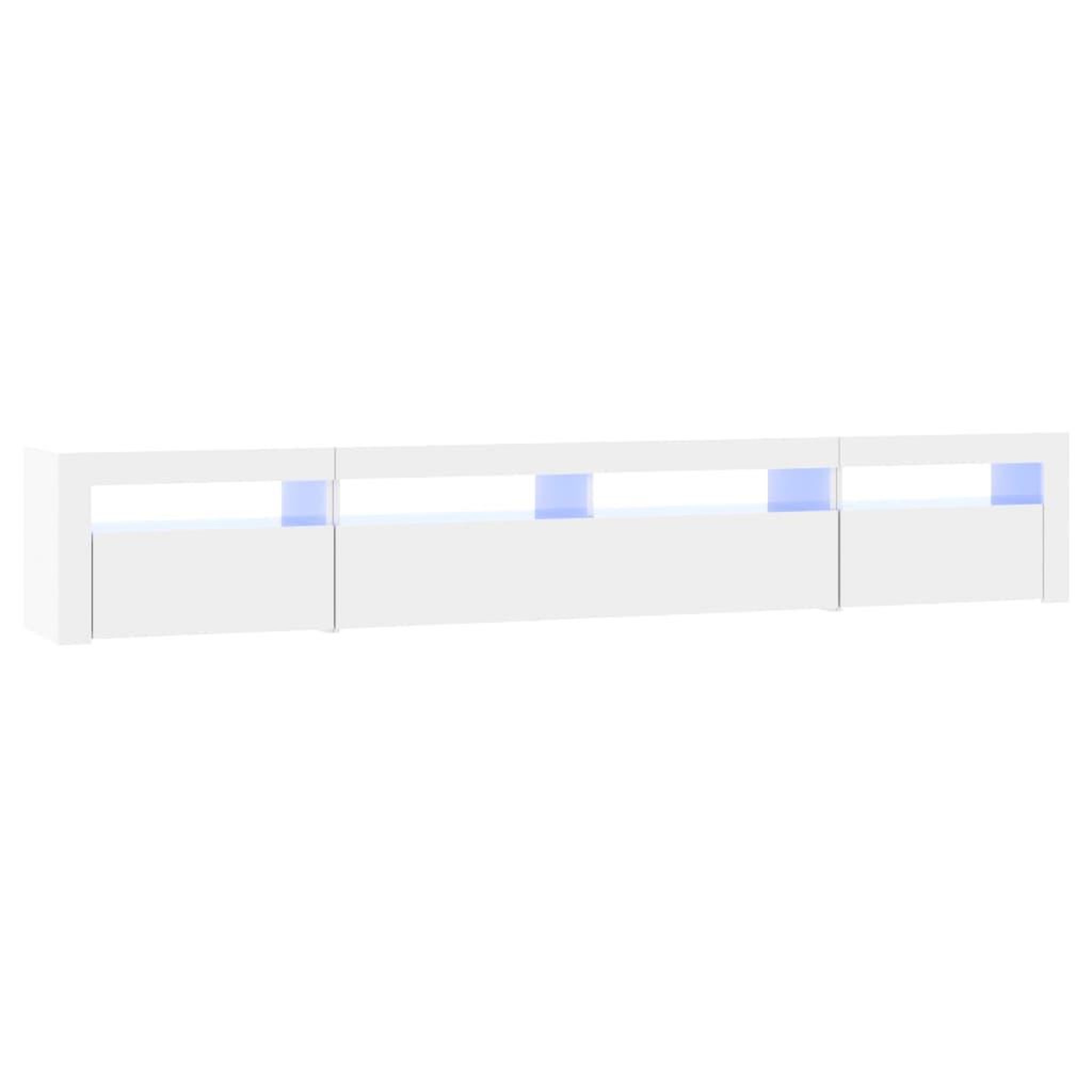 Voir la diapositive 2 : VIDAXL Meuble TV avec lumieres LED Blanc brillant 240x35x40 cm