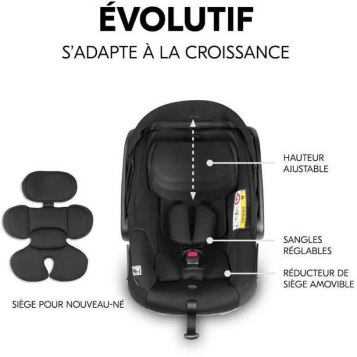 HAUCK Siege Auto  - HAUCK - DRIVE N CARE - Groupe 0+ - I-Size - Réducteur - Noir