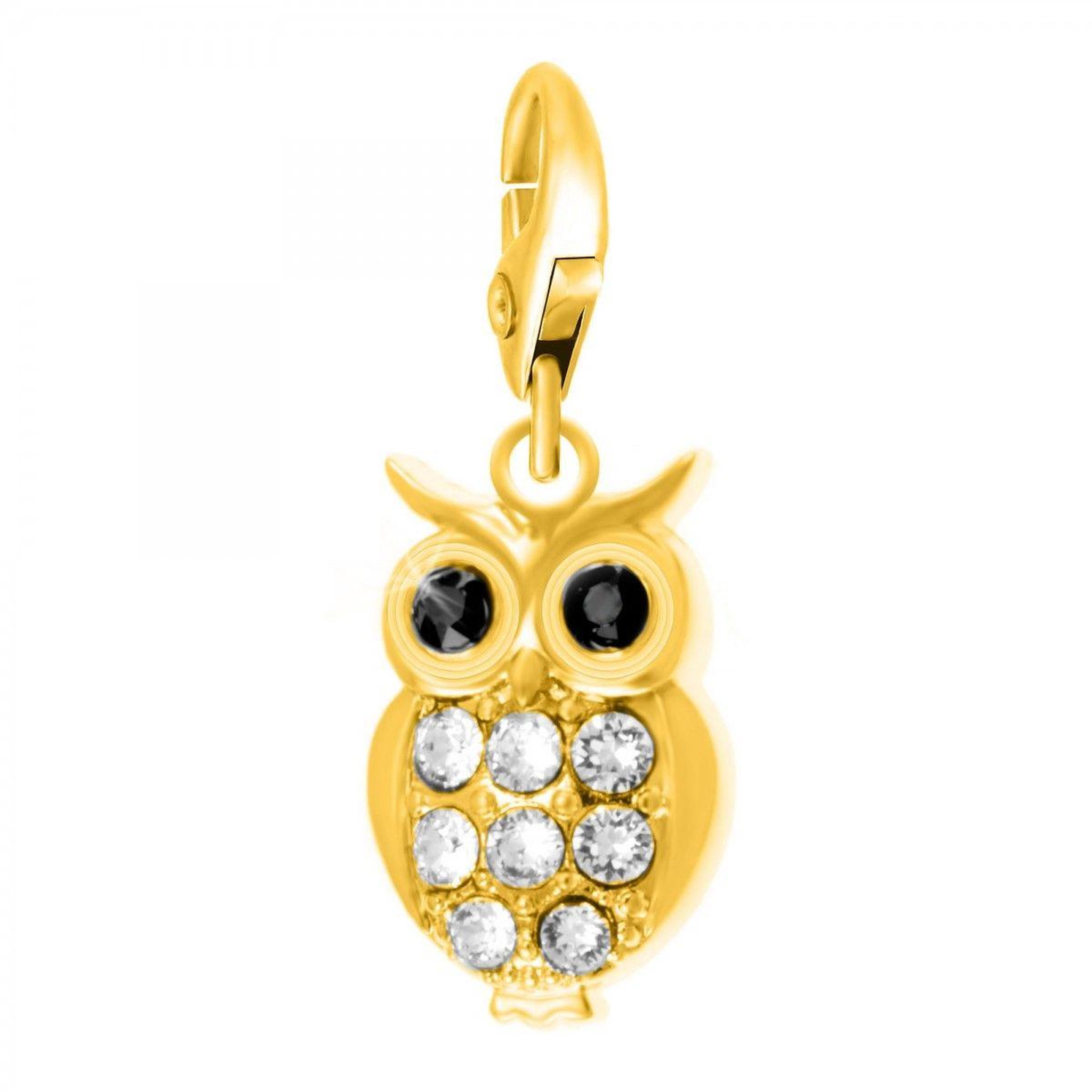 SC CRYSTAL Charm hibou doré SC Crystal orné de Cristaux scintillants
