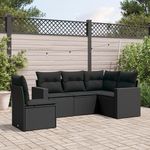 VIDAXL Salon de jardin 5 pcs avec coussins noir resine tressee