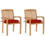 Voir la diapositive 1 : VIDAXL Chaises de jardin lot de 2 et coussins rouge Bois teck massif